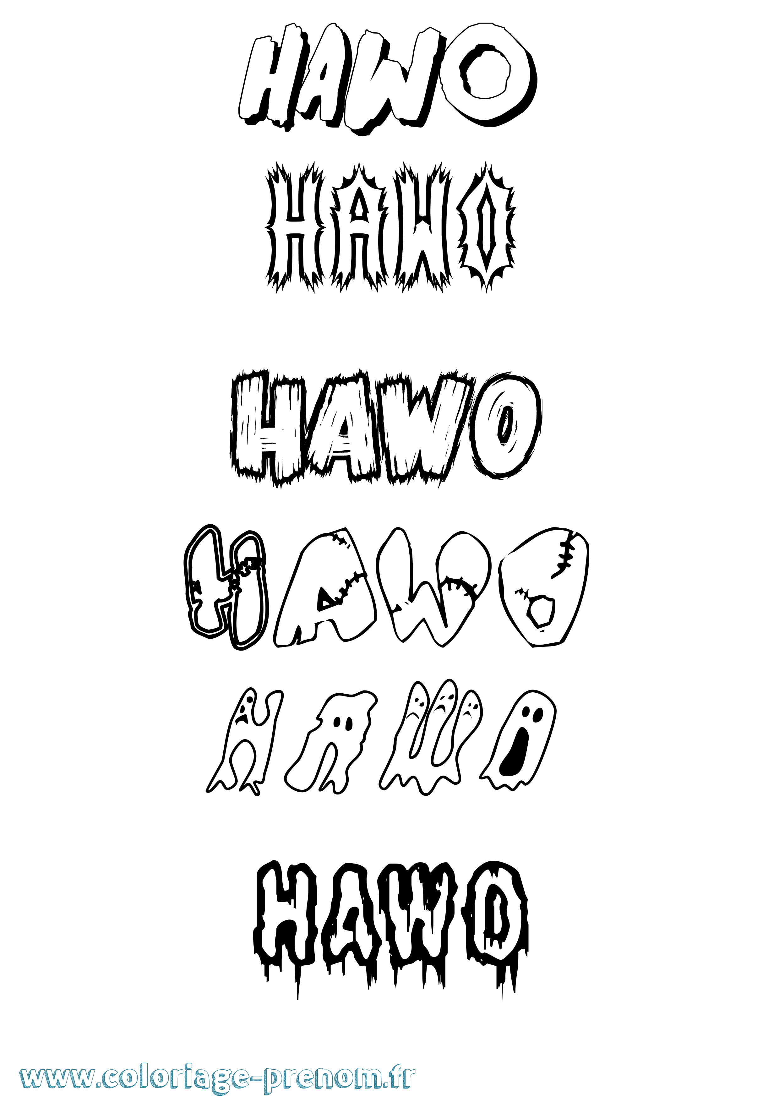 Coloriage Hawo Frisson Coloriage prénom Hawo Frisson