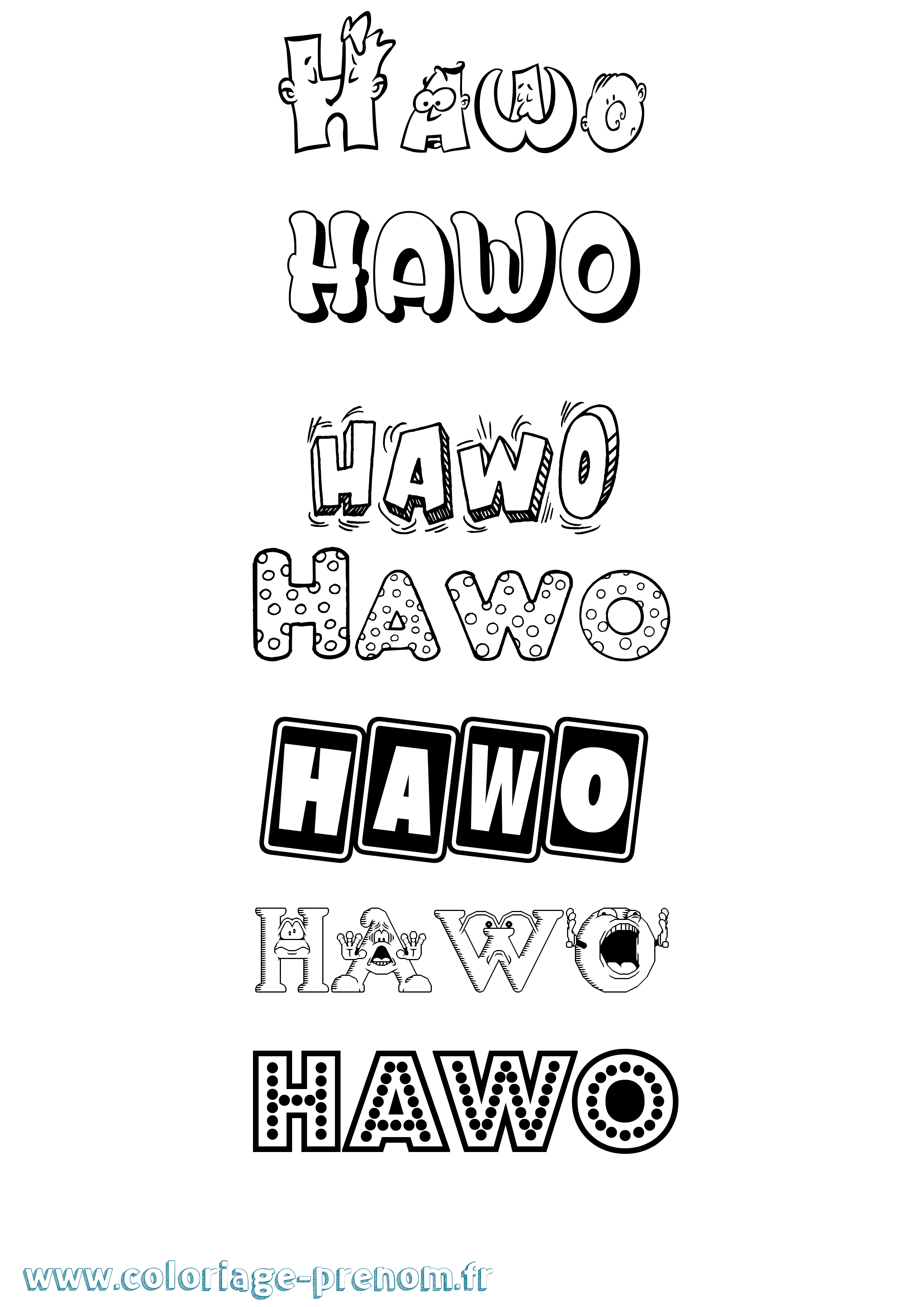 Coloriage Hawo Fun Coloriage prénom Hawo Fun