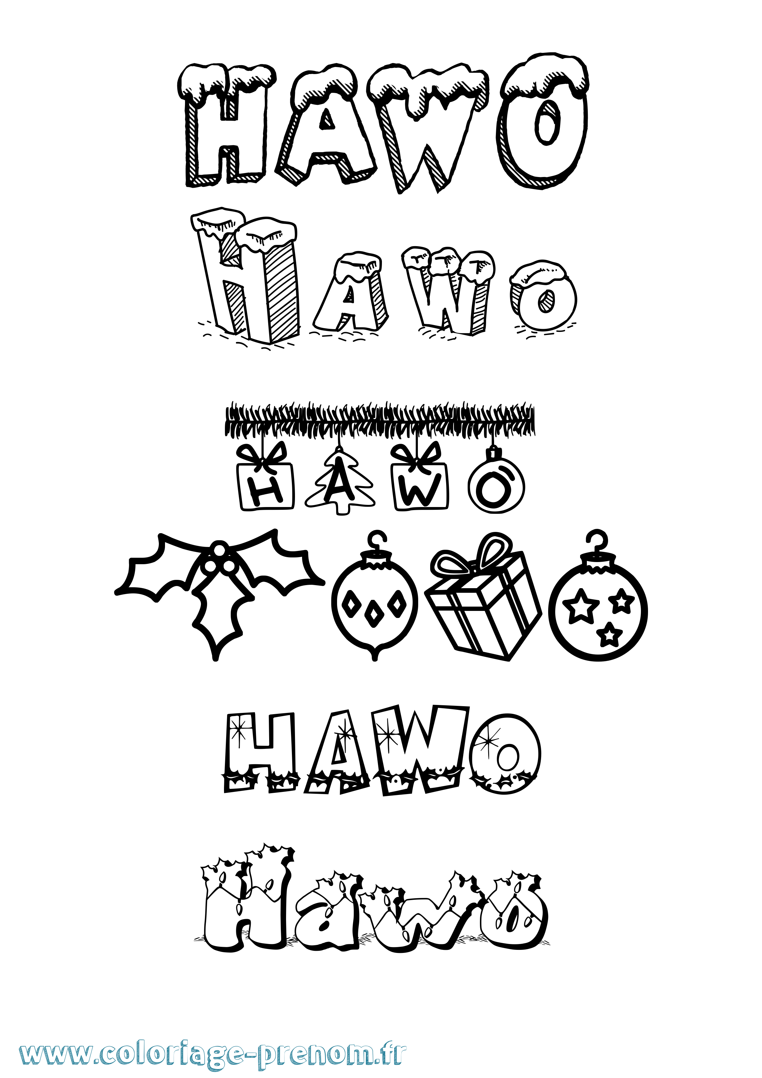 Coloriage Hawo Noël Coloriage prénom Hawo Noël