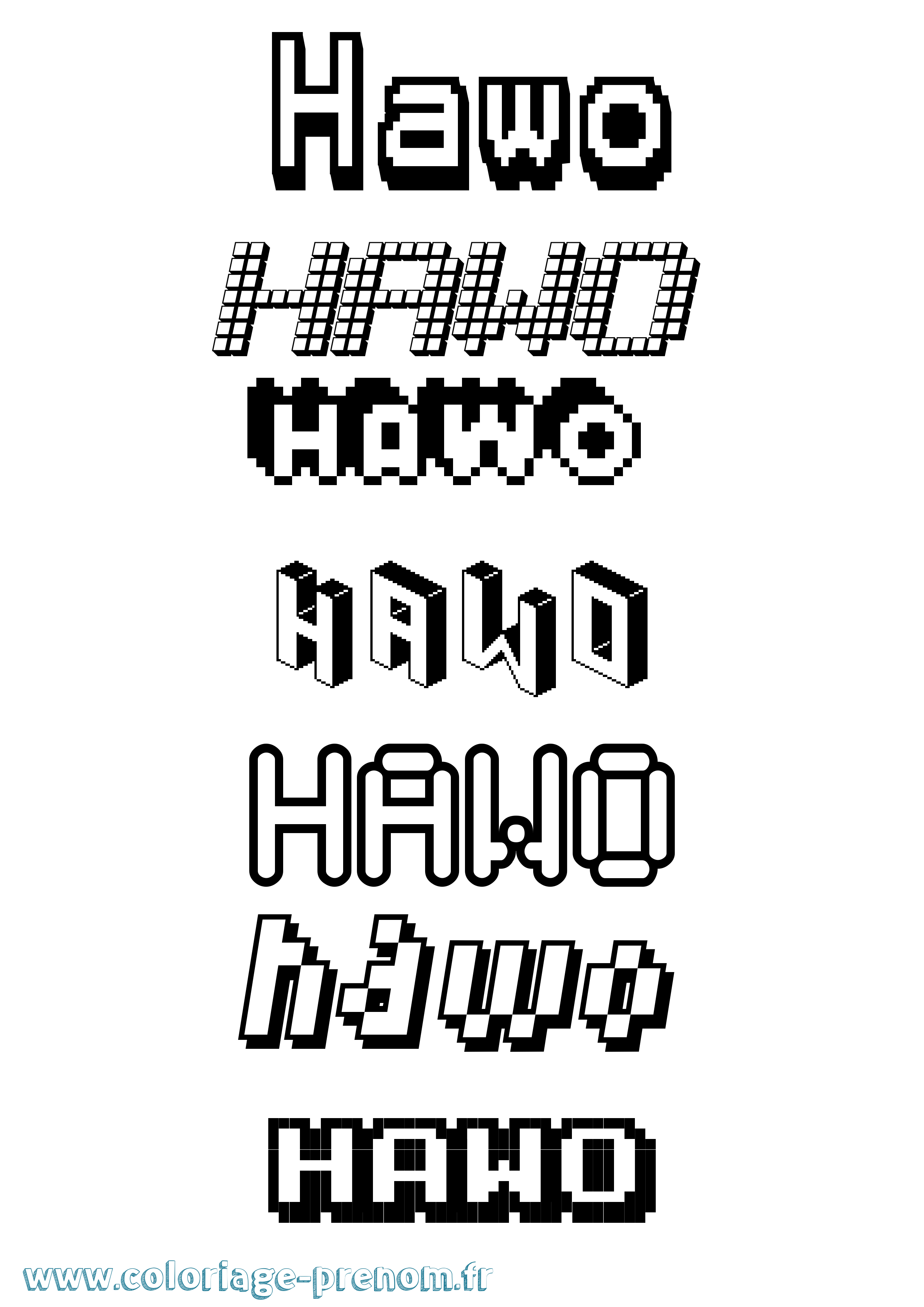 Coloriage Hawo Pixel Coloriage prénom Hawo Pixel