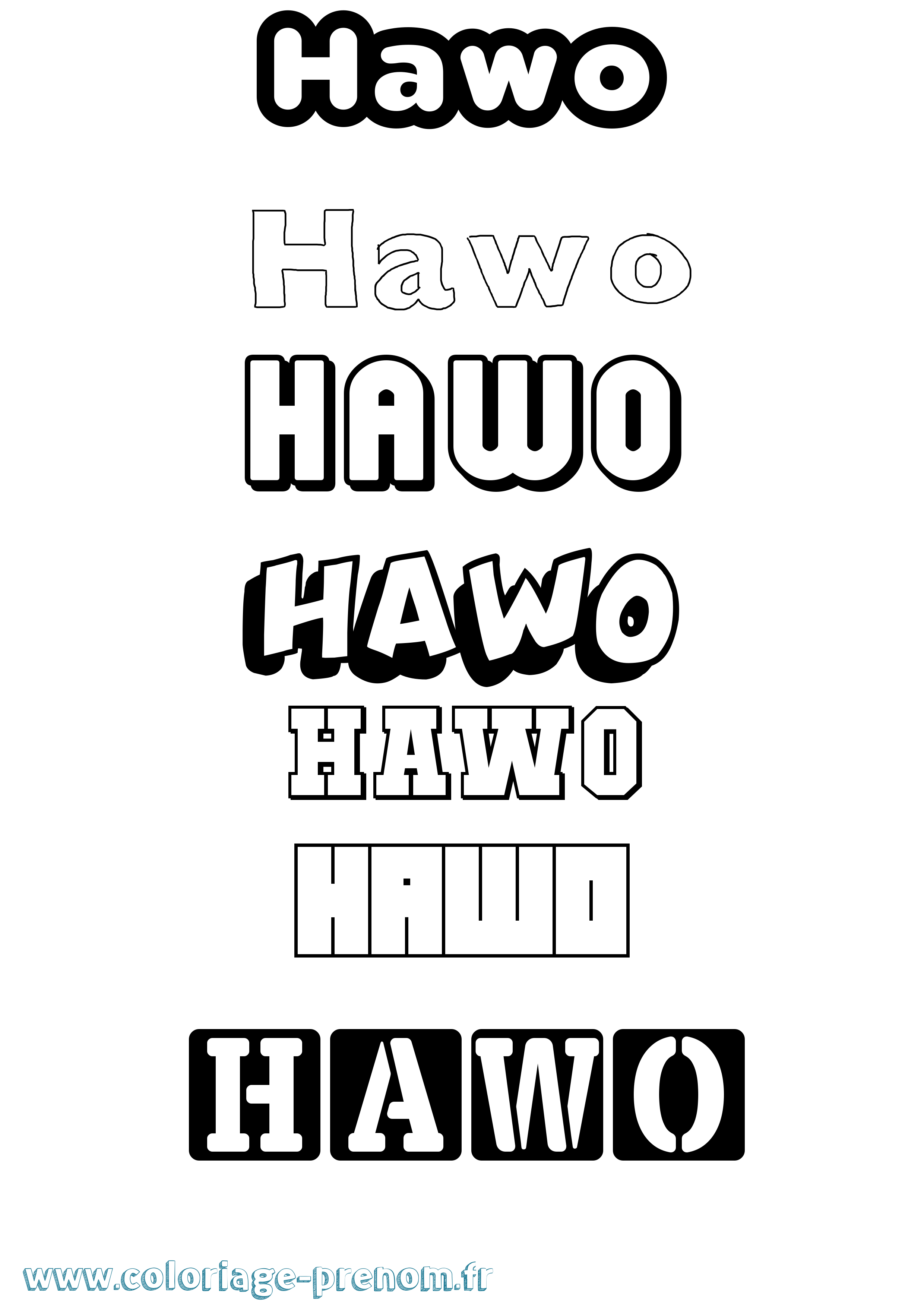 Coloriage Hawo Simple Coloriage prénom Hawo Simple