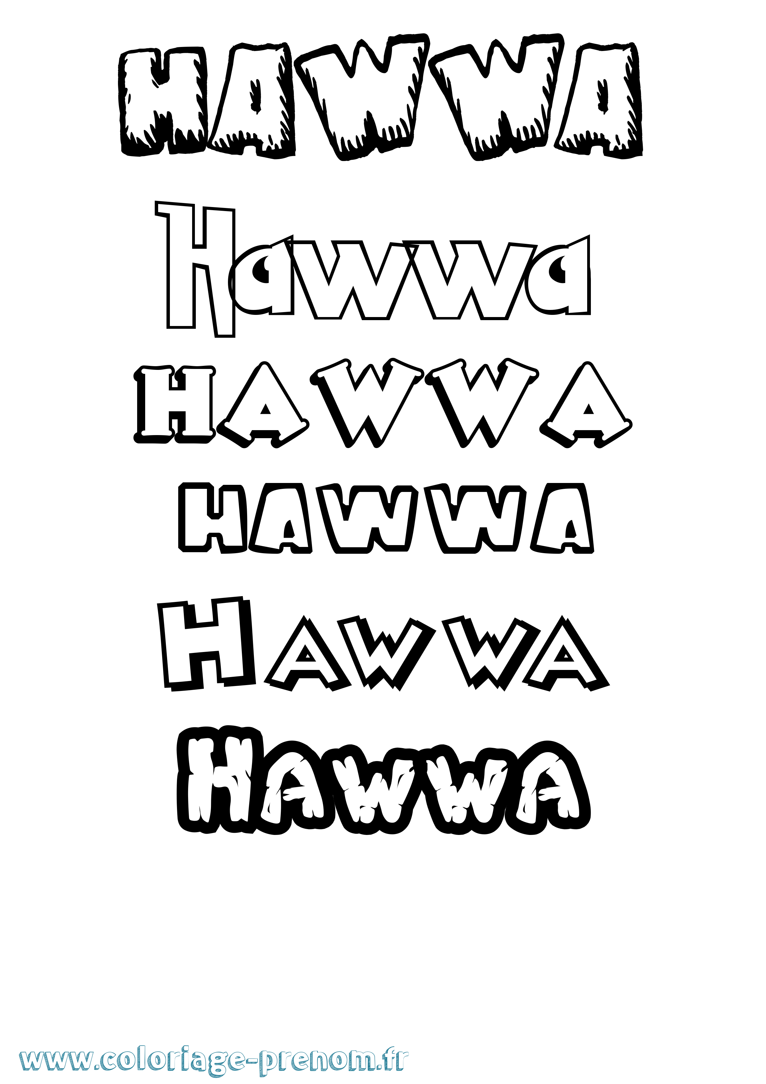 Coloriage Hawwa Dessin Animé Coloriage prénom Hawwa Dessin Animé