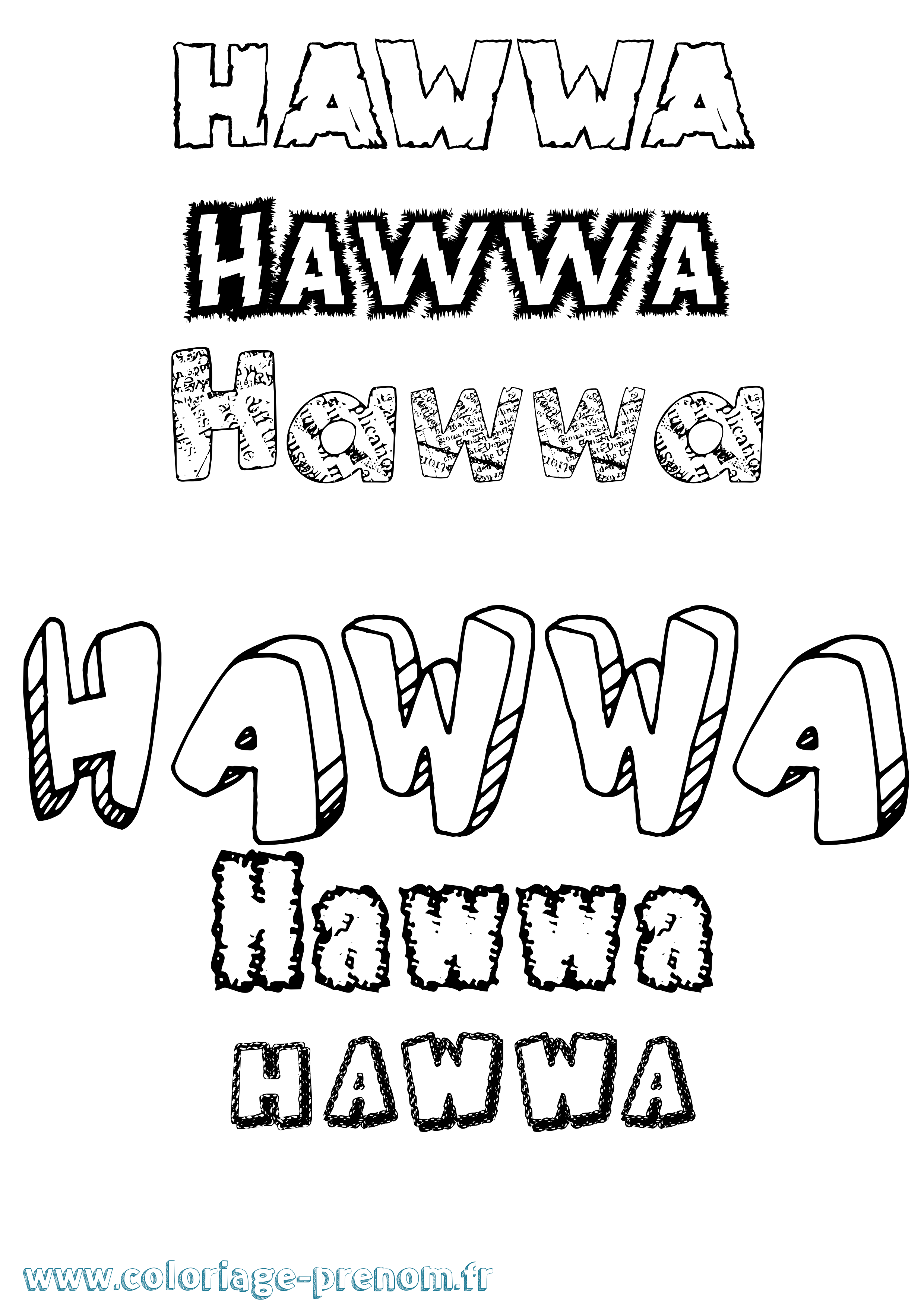 Coloriage Hawwa Destructuré Coloriage prénom Hawwa Destructuré