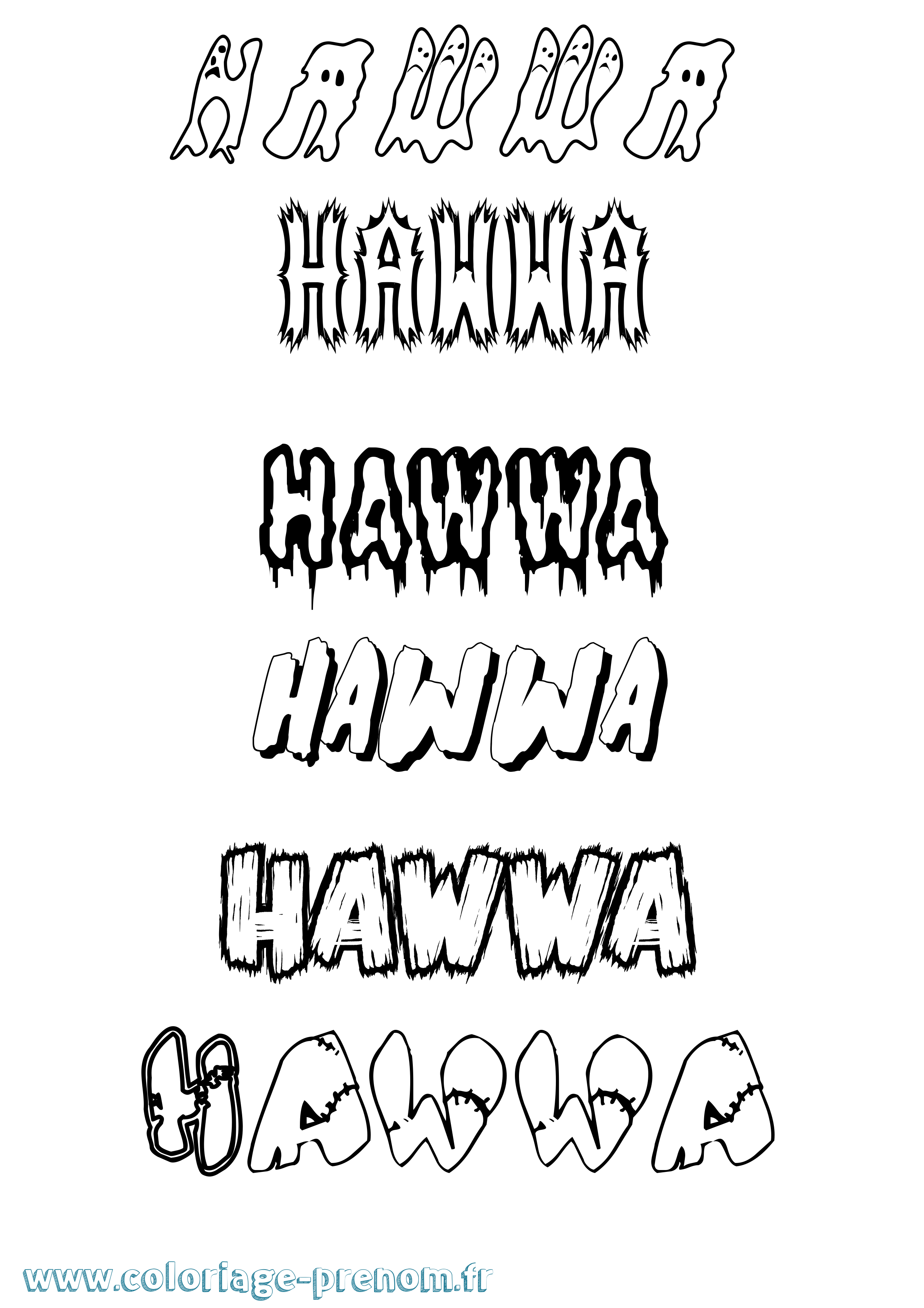 Coloriage Hawwa Frisson Coloriage prénom Hawwa Frisson