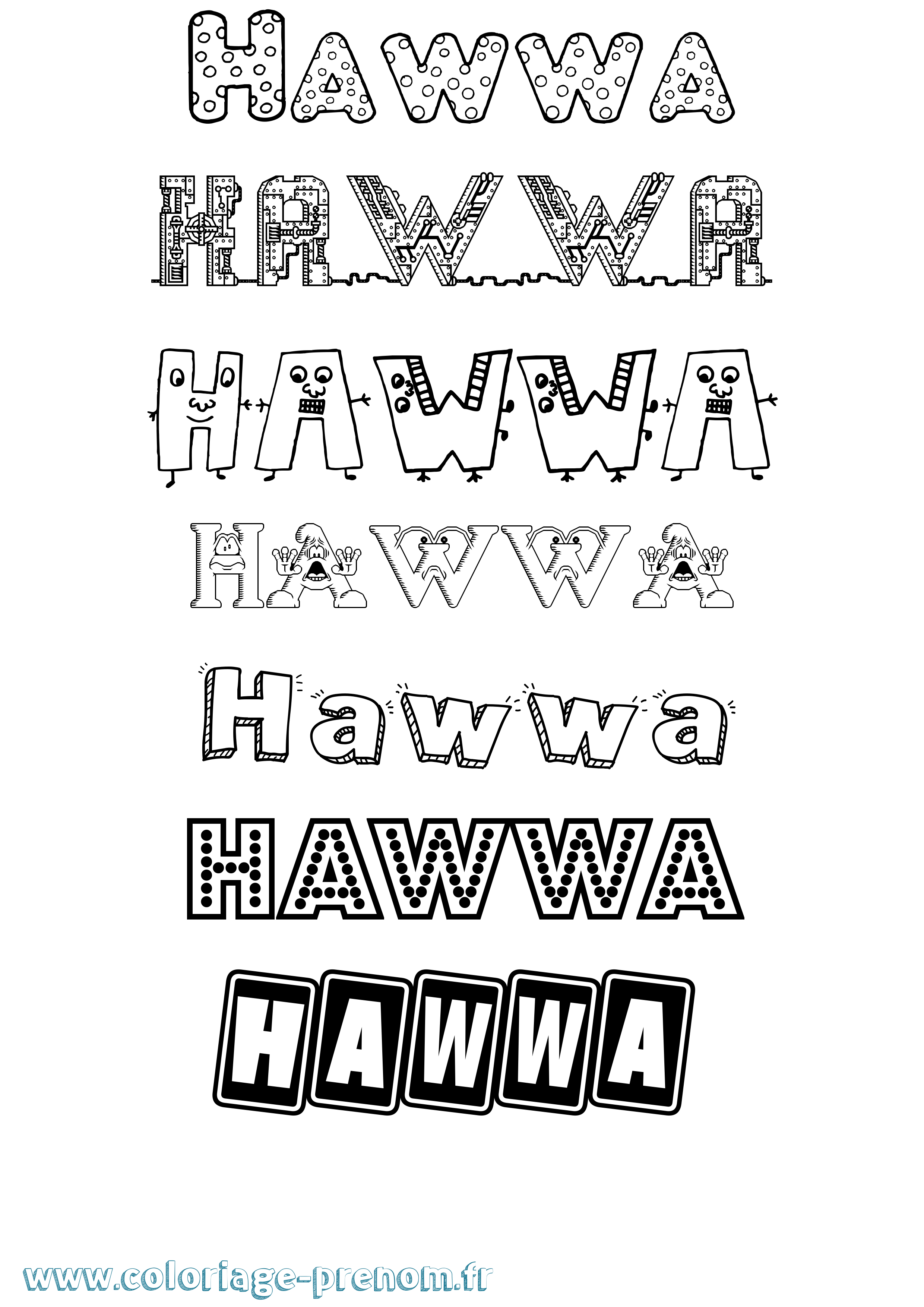 Coloriage Hawwa Fun Coloriage prénom Hawwa Fun