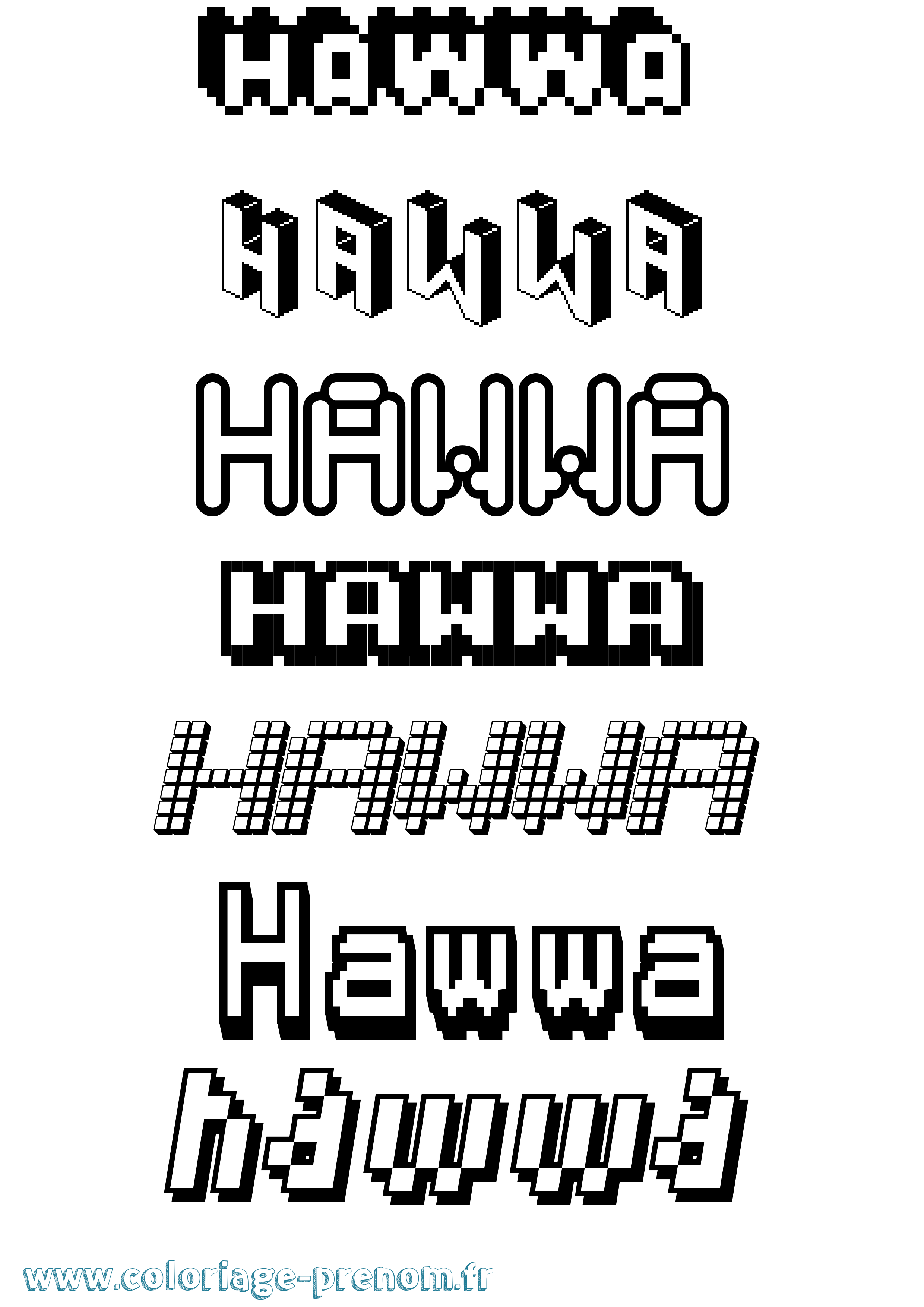 Coloriage Hawwa Pixel Coloriage prénom Hawwa Pixel