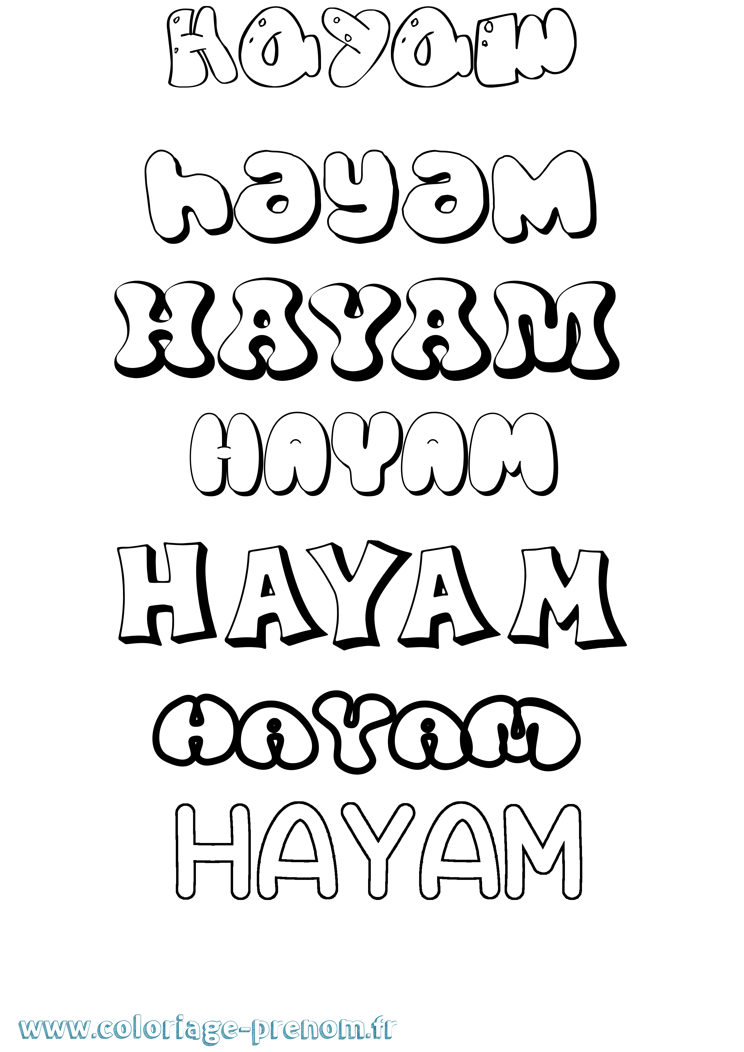 Coloriage Hayam Bubble Coloriage prénom Hayam Bubble