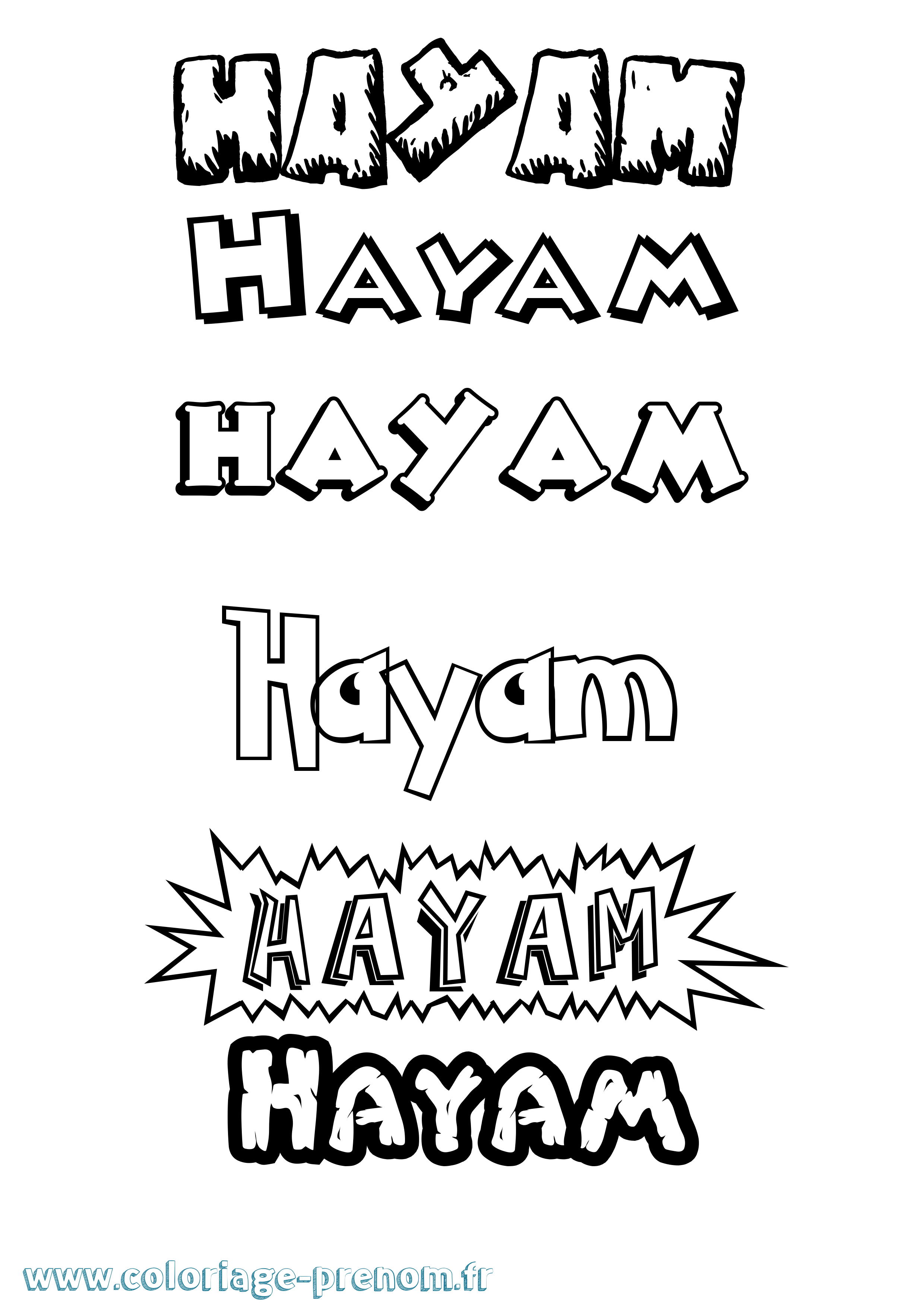 Coloriage Hayam Dessin Animé Coloriage prénom Hayam Dessin Animé