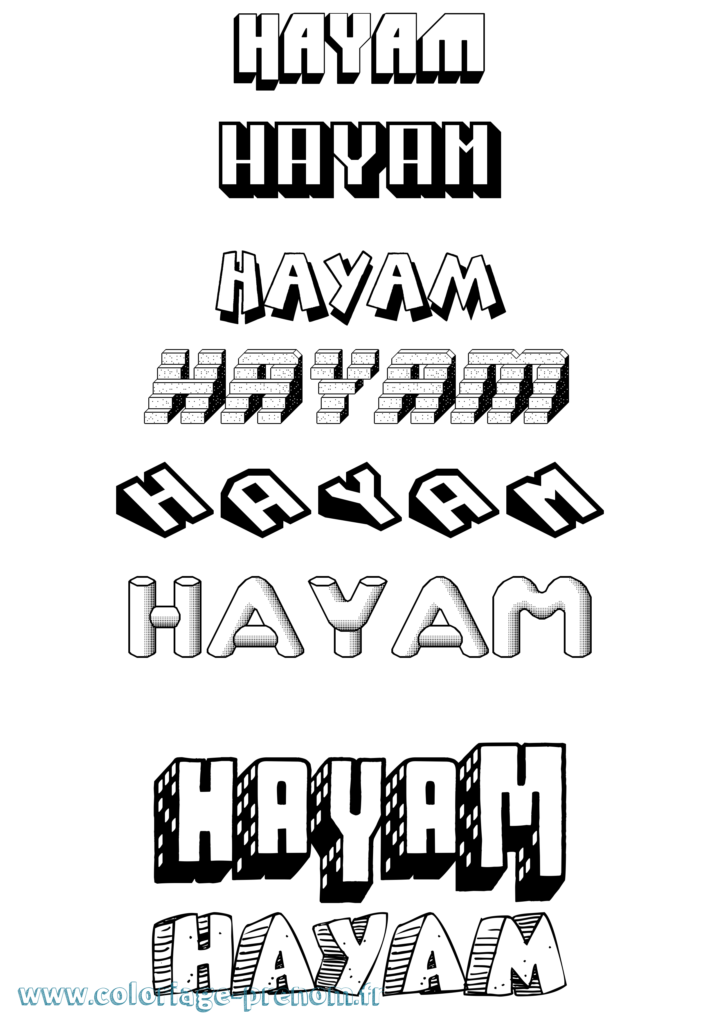 Coloriage Hayam Effet 3D Coloriage prénom Hayam Effet 3D