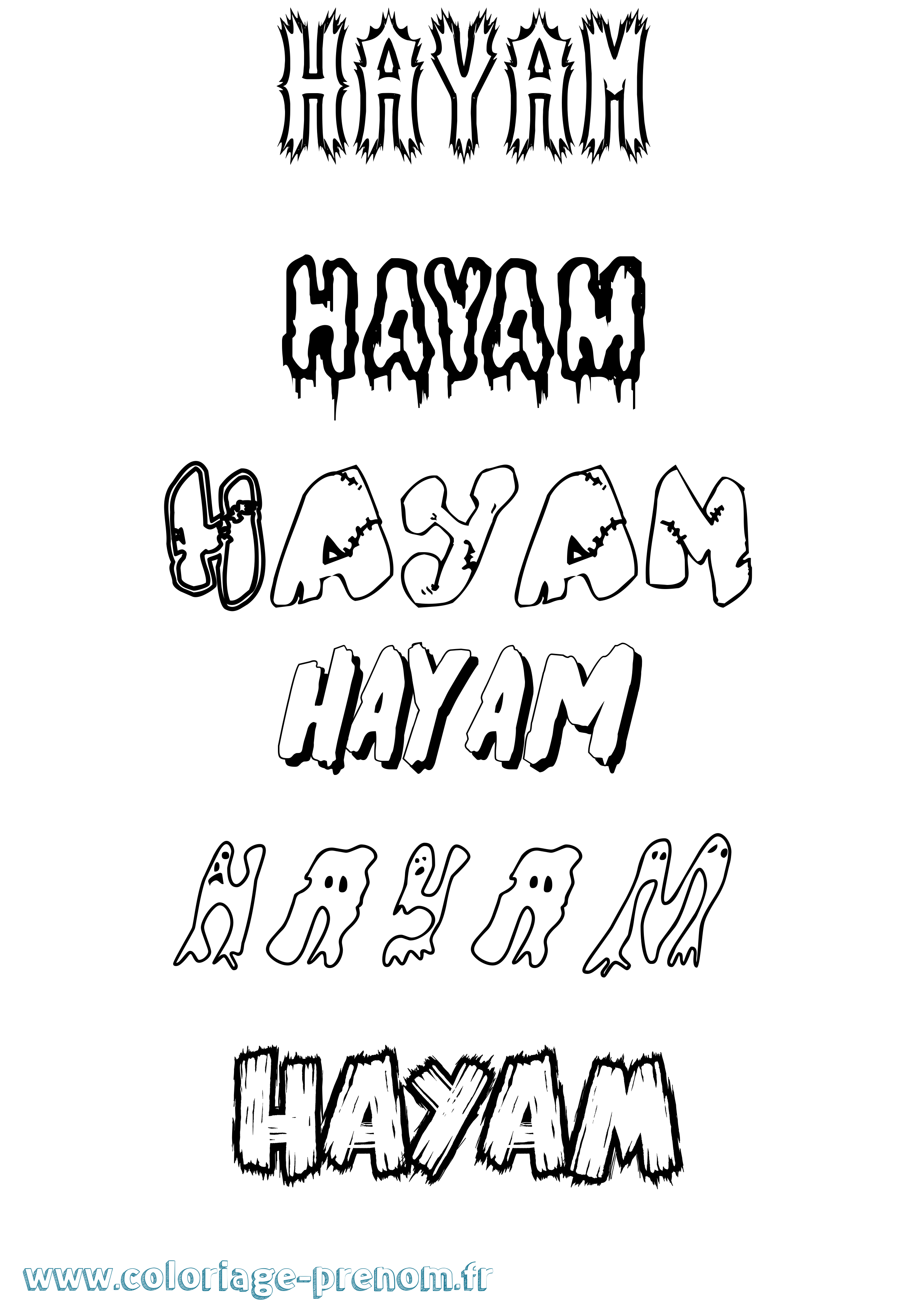 Coloriage Hayam Frisson Coloriage prénom Hayam Frisson