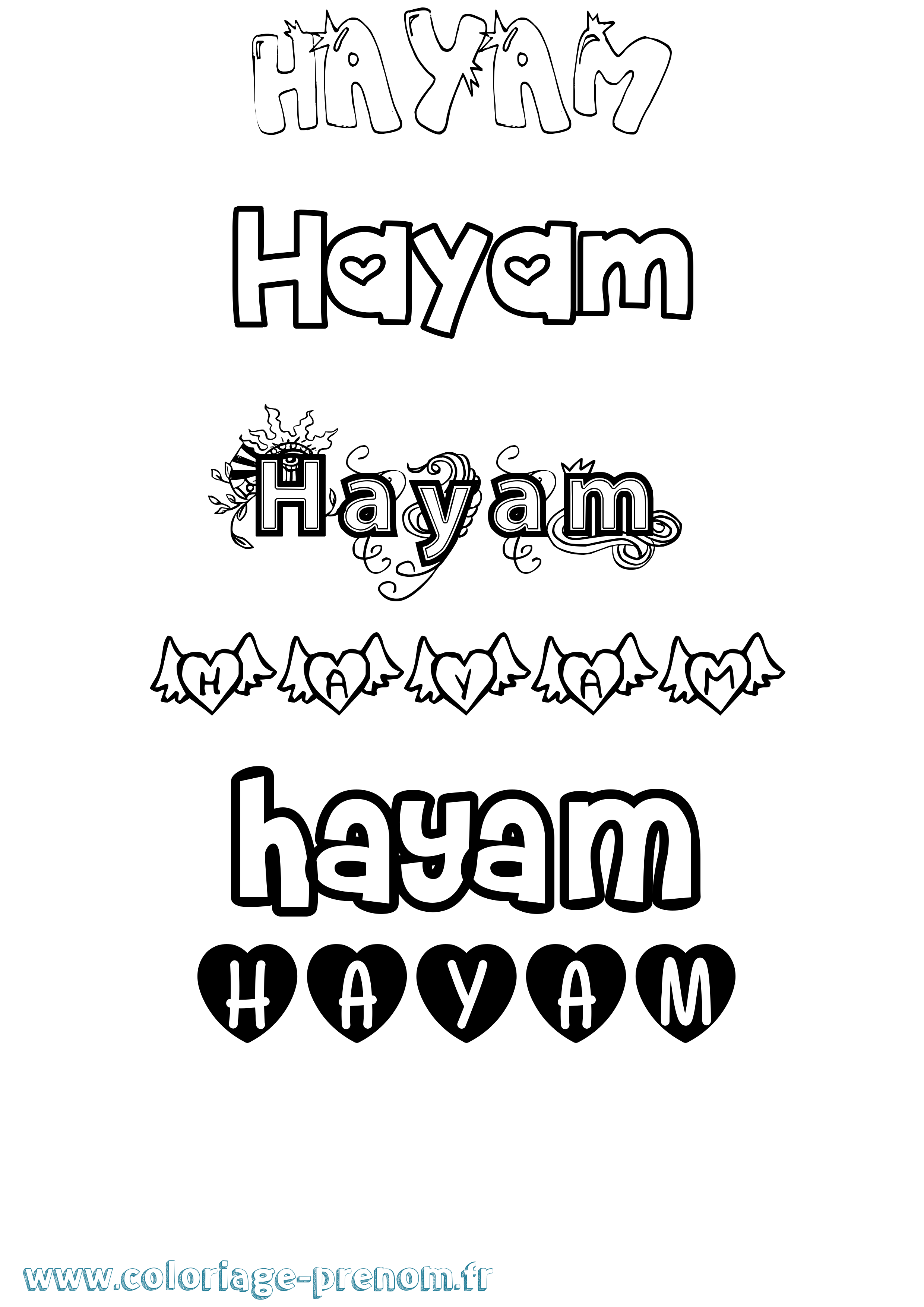 Coloriage Hayam Girly Coloriage prénom Hayam Girly