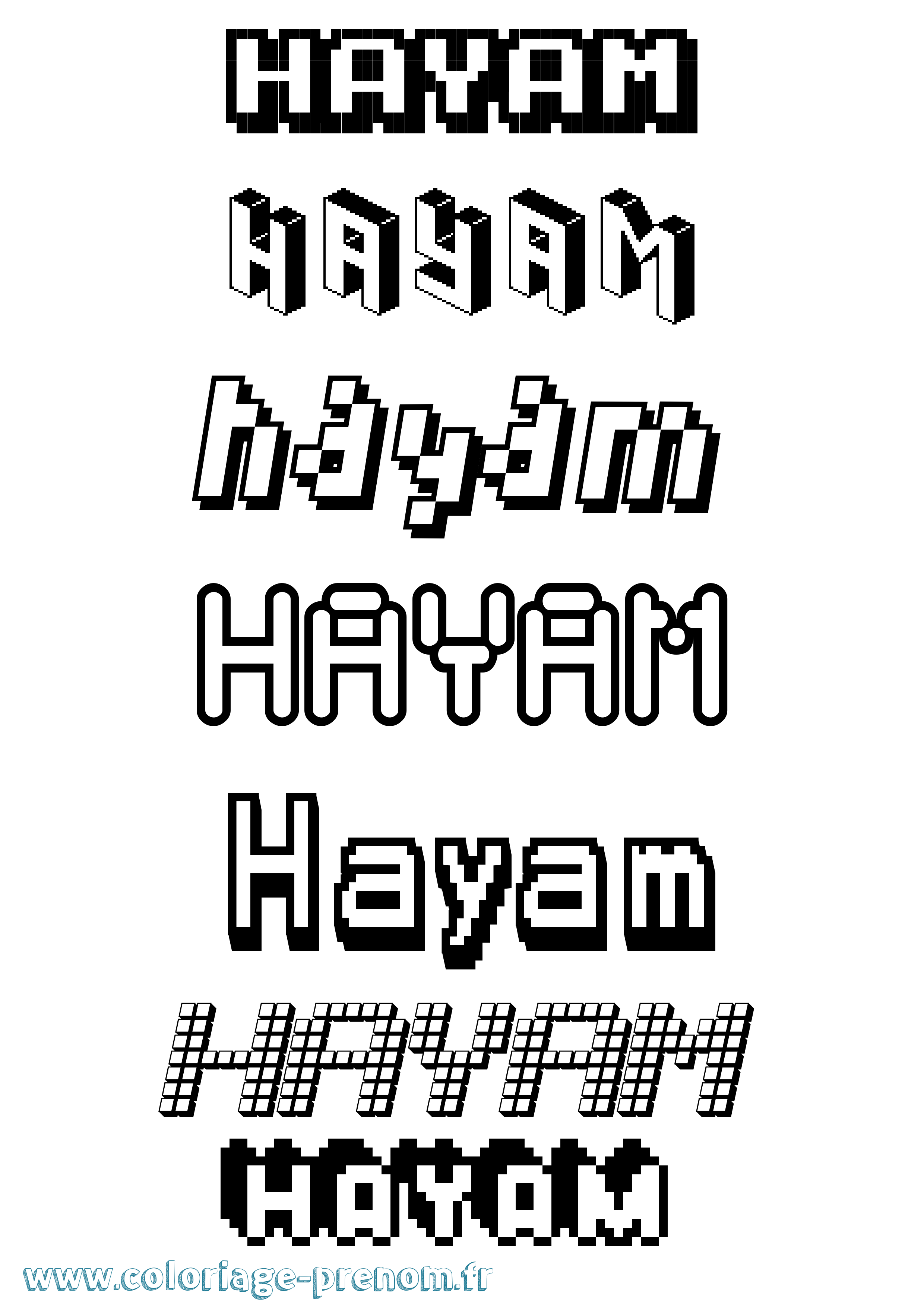 Coloriage Hayam Pixel Coloriage prénom Hayam Pixel