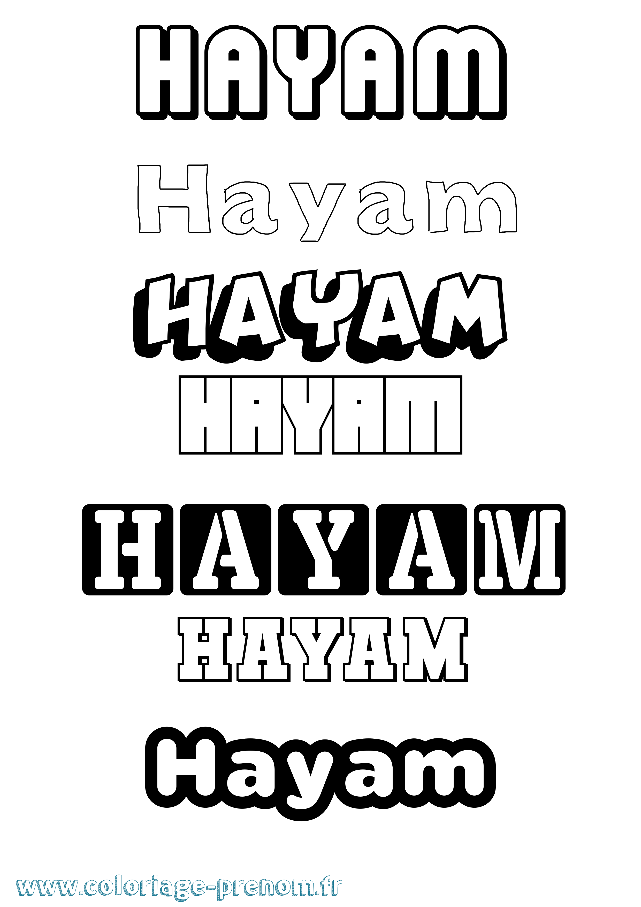 Coloriage Hayam Simple Coloriage prénom Hayam Simple