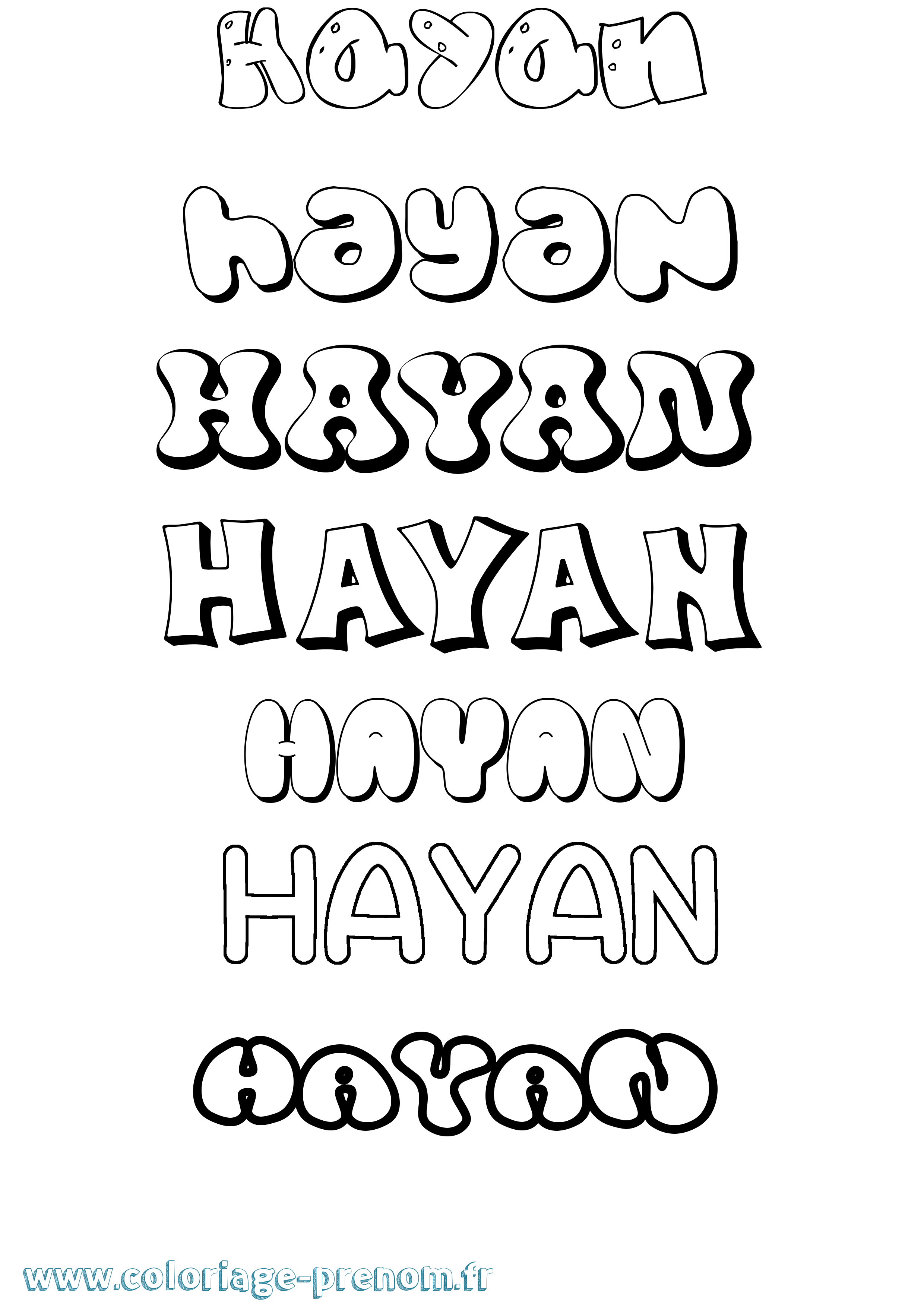 Coloriage Hayan Bubble Coloriage prénom Hayan Bubble
