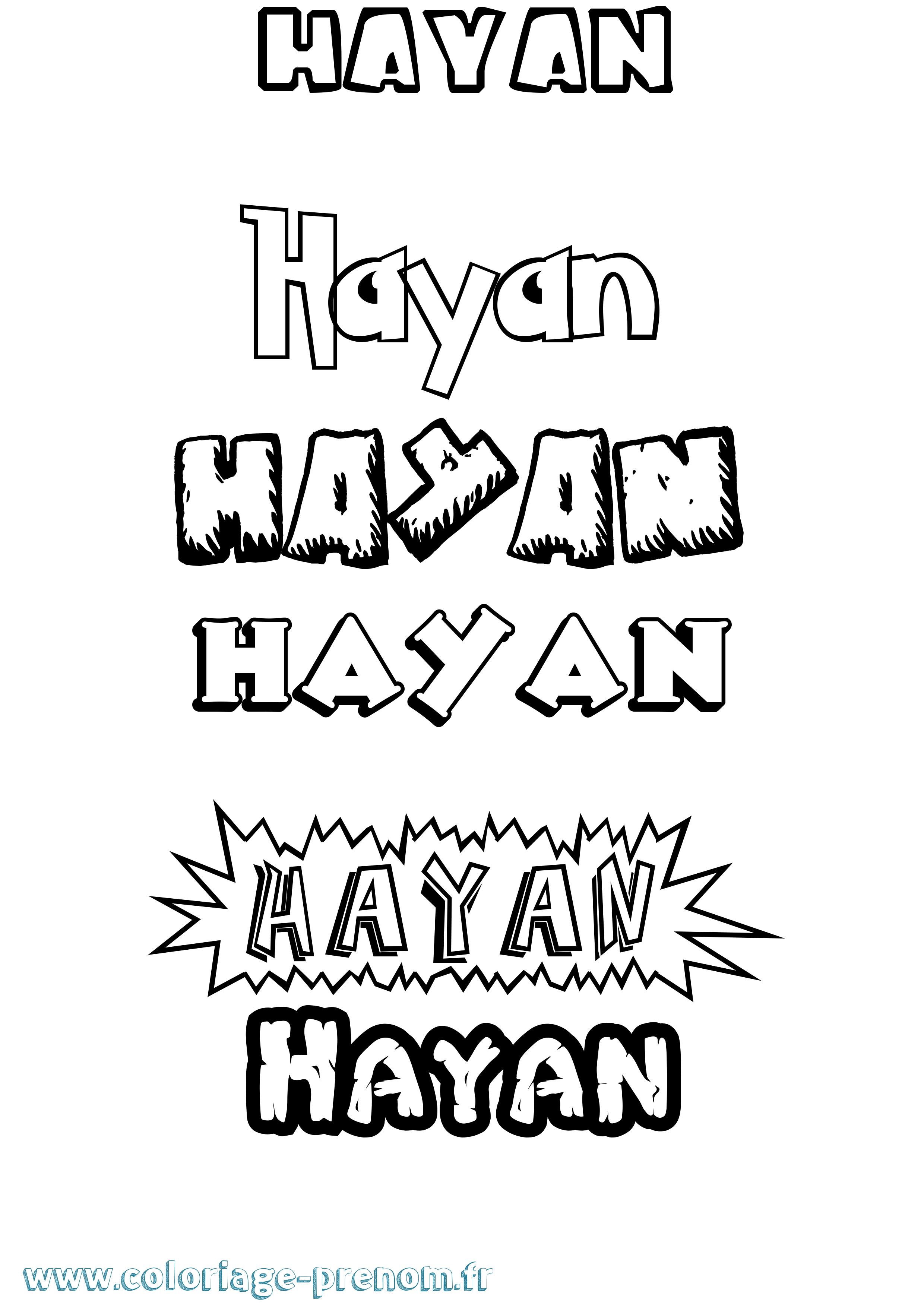 Coloriage Hayan Dessin Animé Coloriage prénom Hayan Dessin Animé
