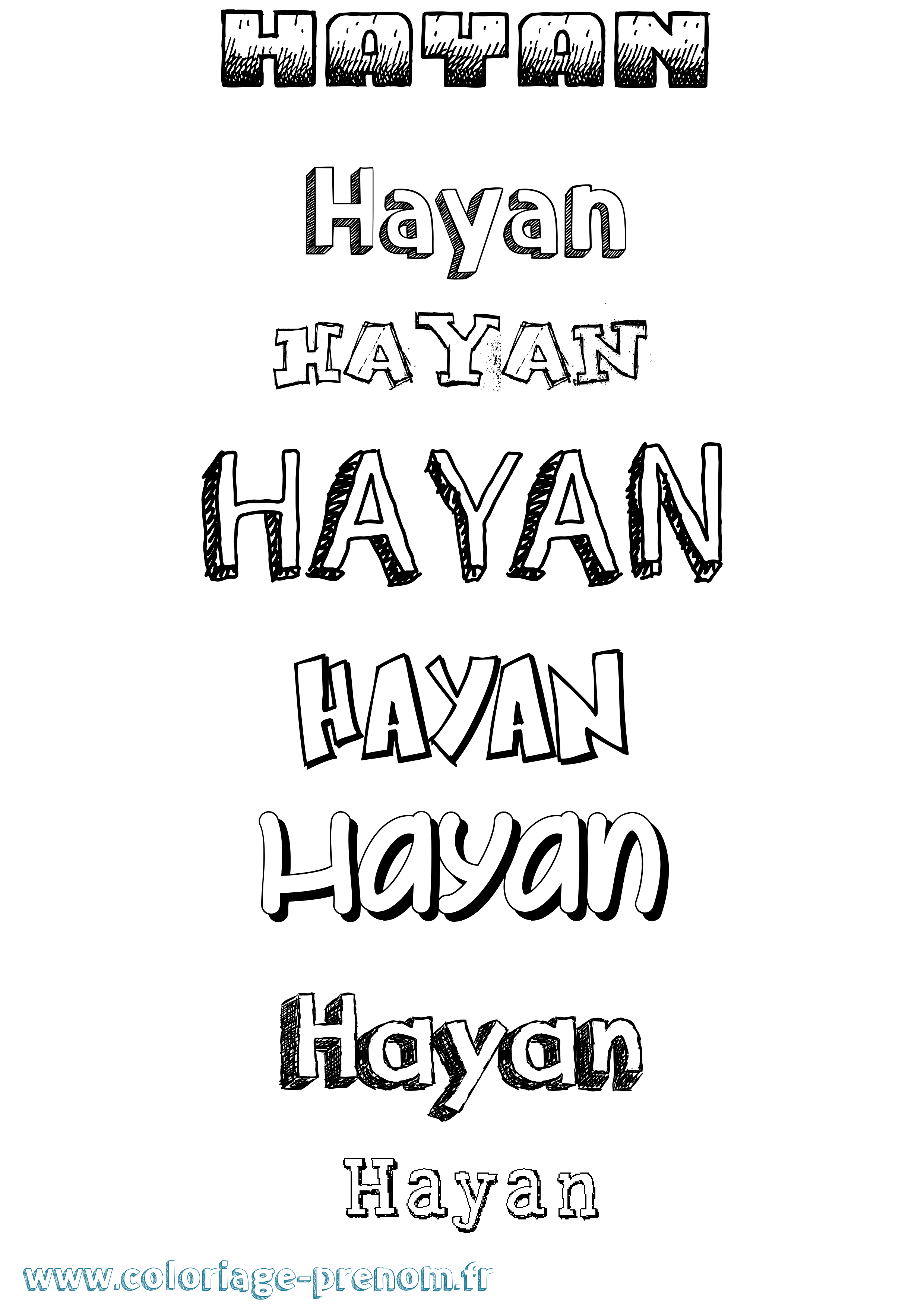 Coloriage Hayan Dessiné Coloriage prénom Hayan Dessiné
