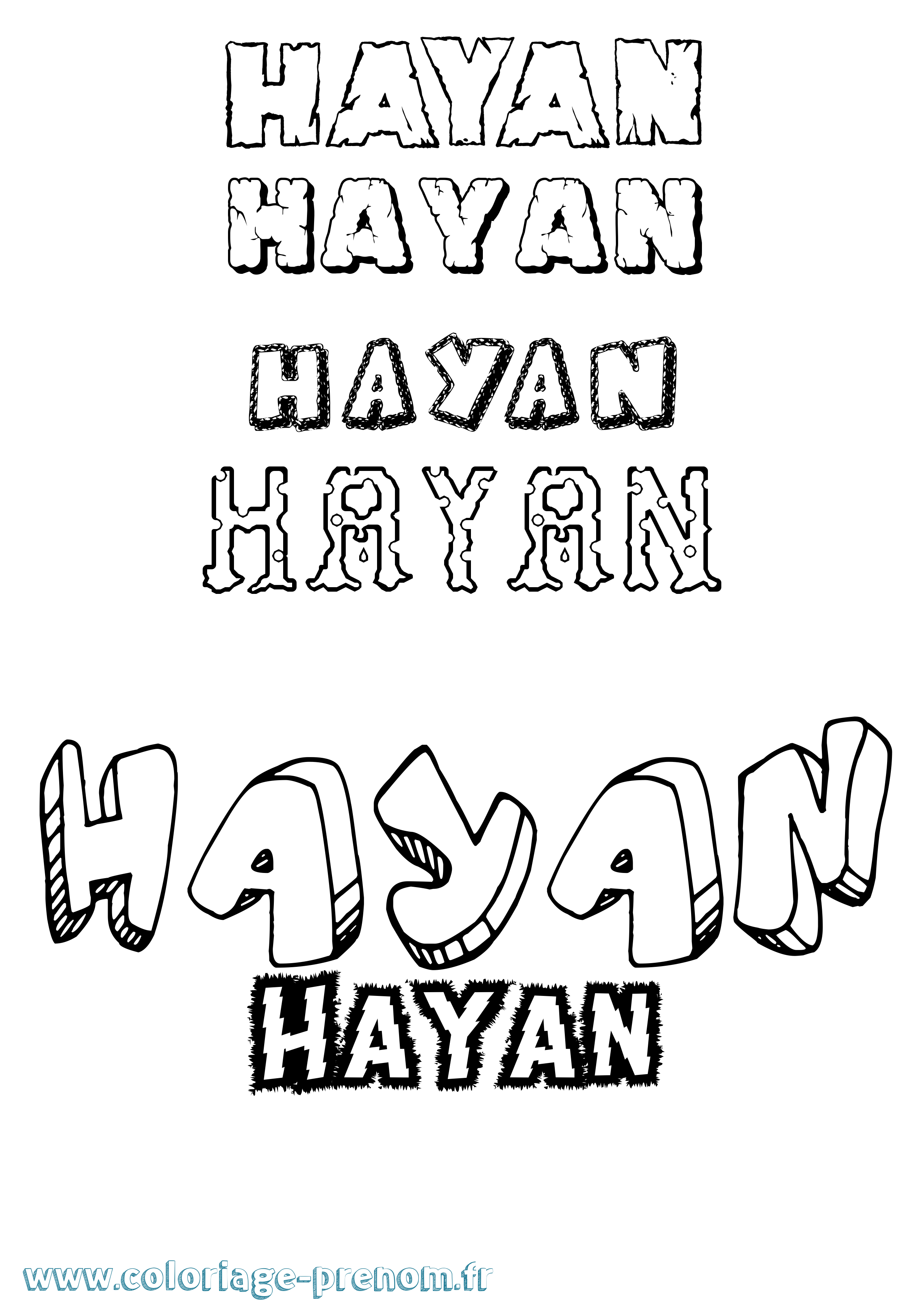 Coloriage Hayan Destructuré Coloriage prénom Hayan Destructuré