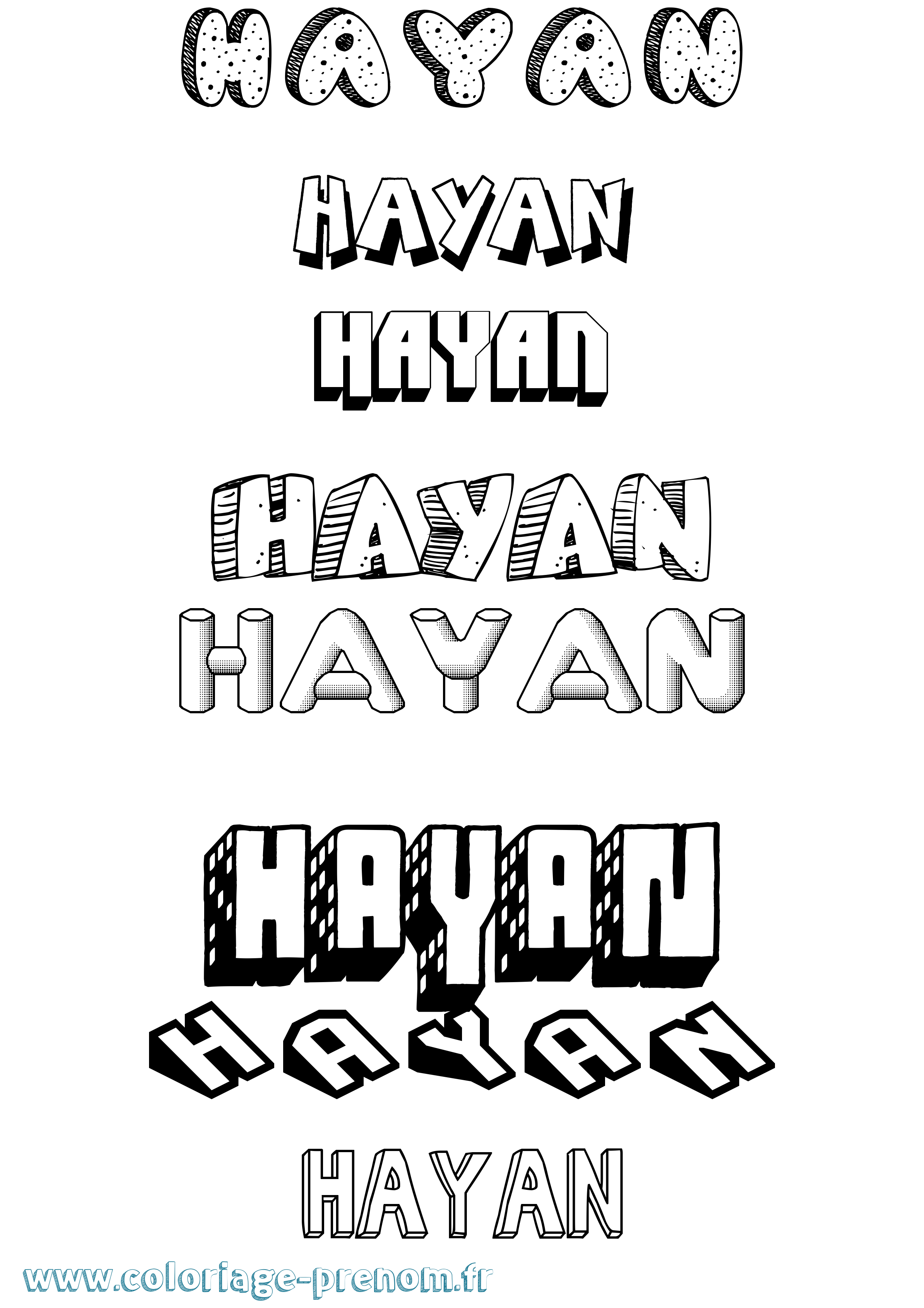 Coloriage Hayan Effet 3D Coloriage prénom Hayan Effet 3D