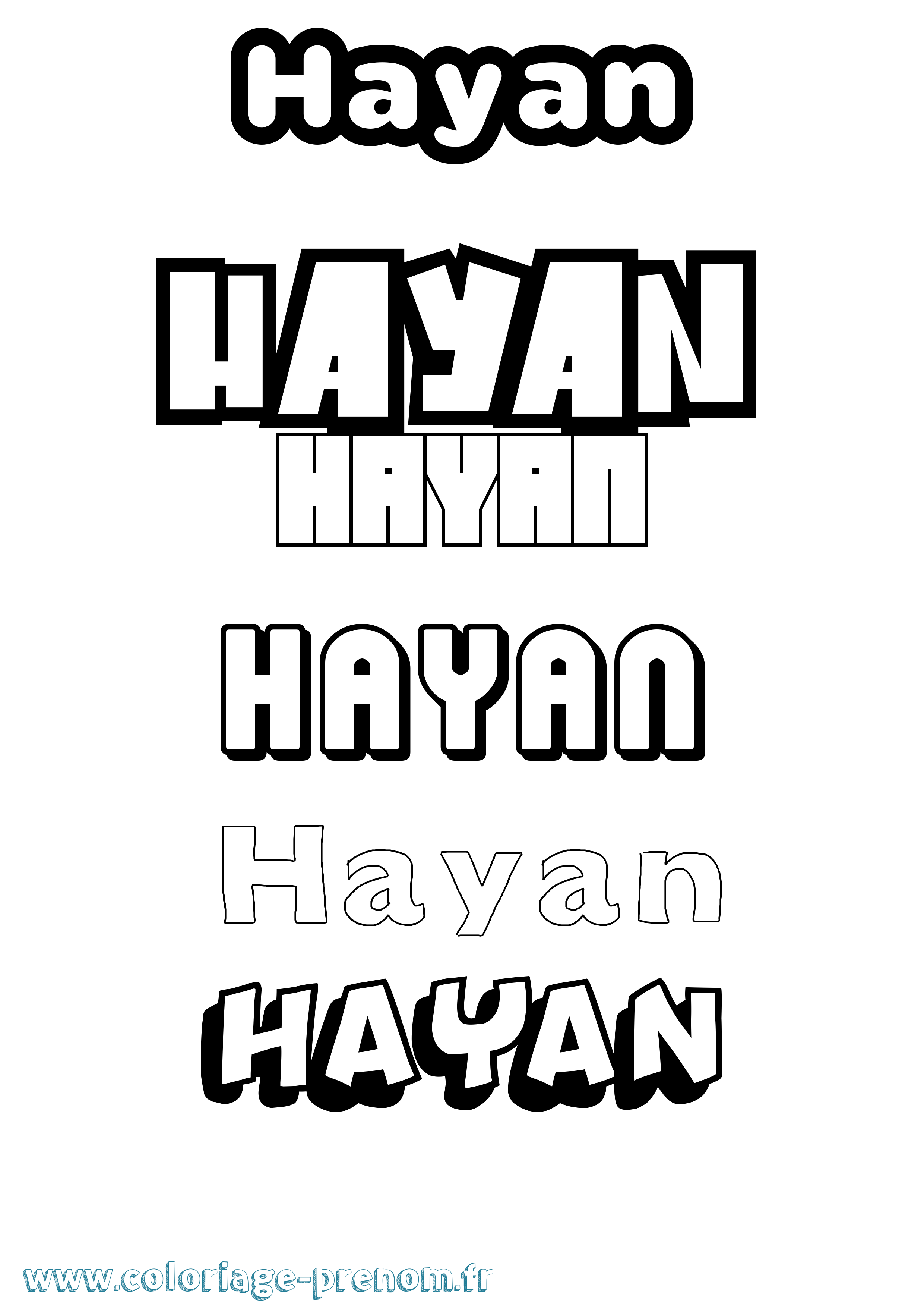 Coloriage Hayan Simple Coloriage prénom Hayan Simple
