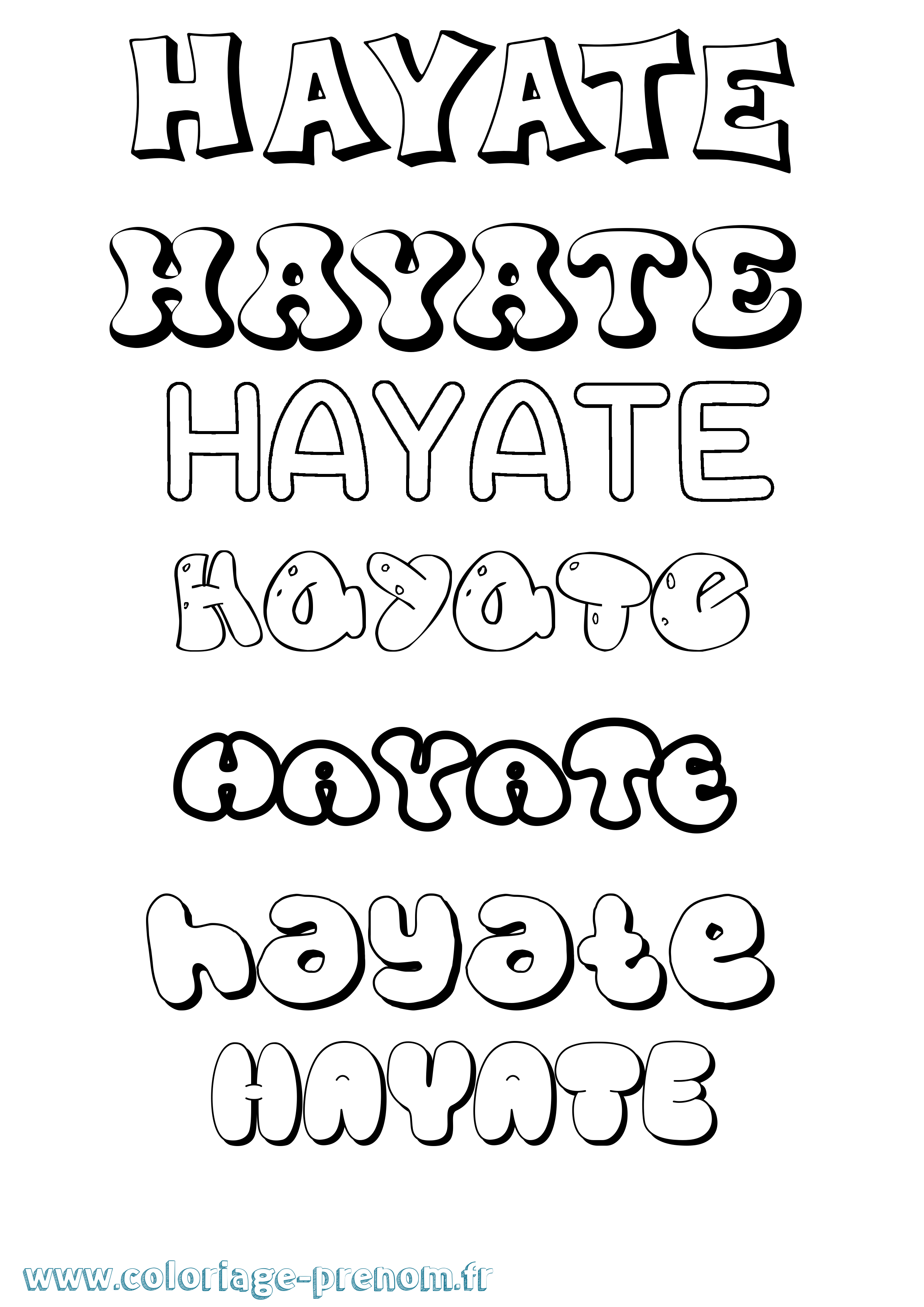 Coloriage Hayate Bubble Coloriage prénom Hayate Bubble