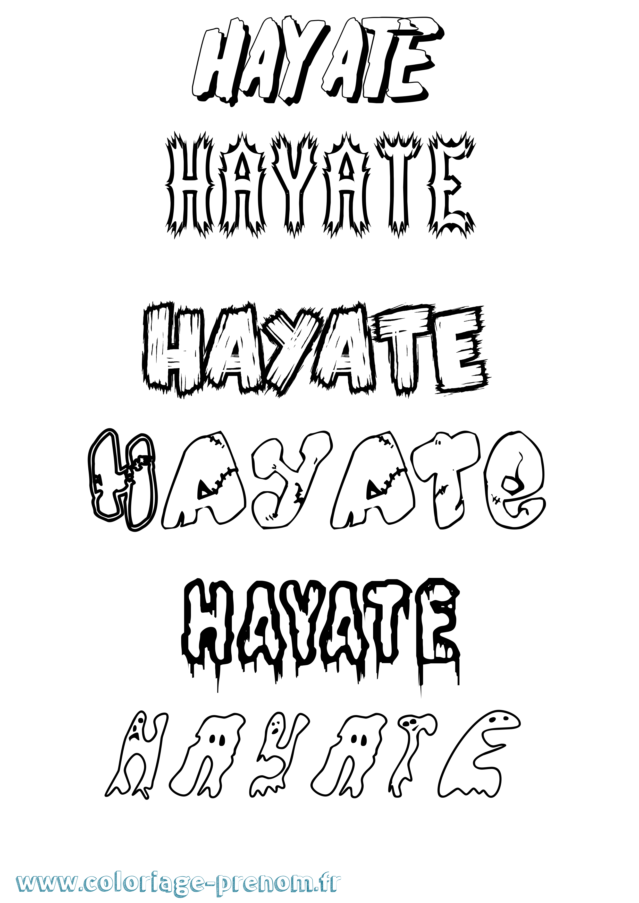 Coloriage Hayate Frisson Coloriage prénom Hayate Frisson
