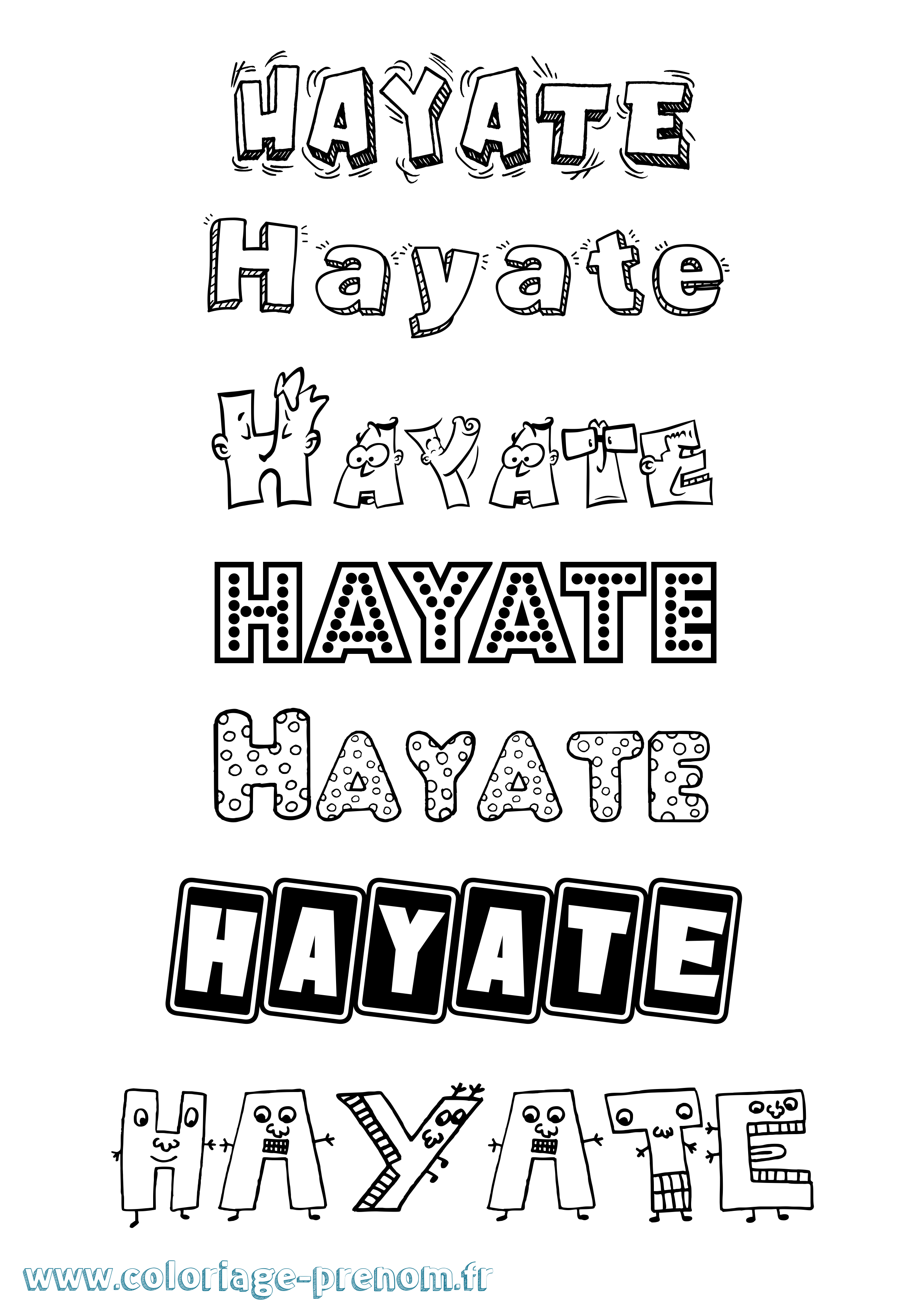 Coloriage Hayate Fun Coloriage prénom Hayate Fun