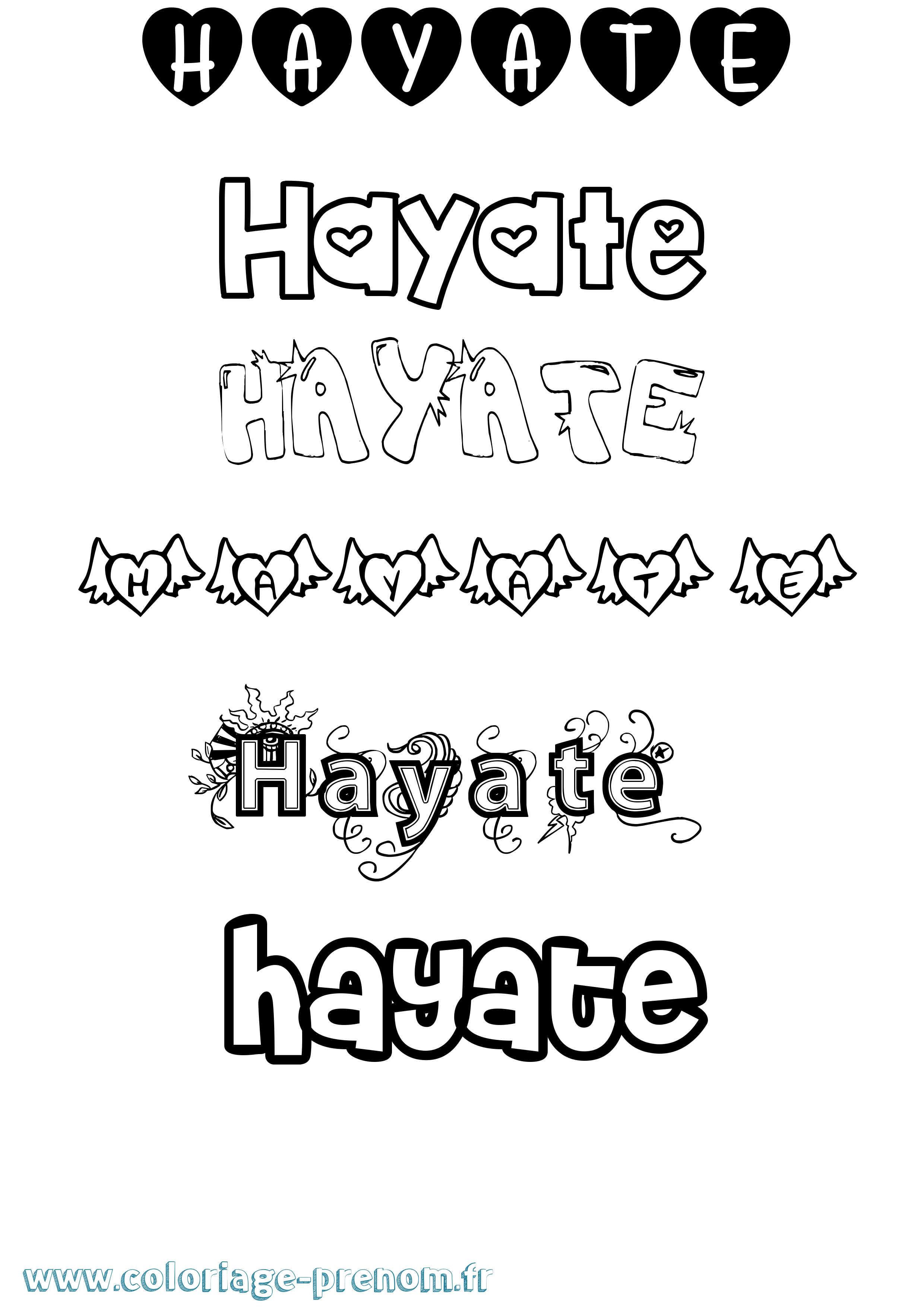 Coloriage Hayate Girly Coloriage prénom Hayate Girly