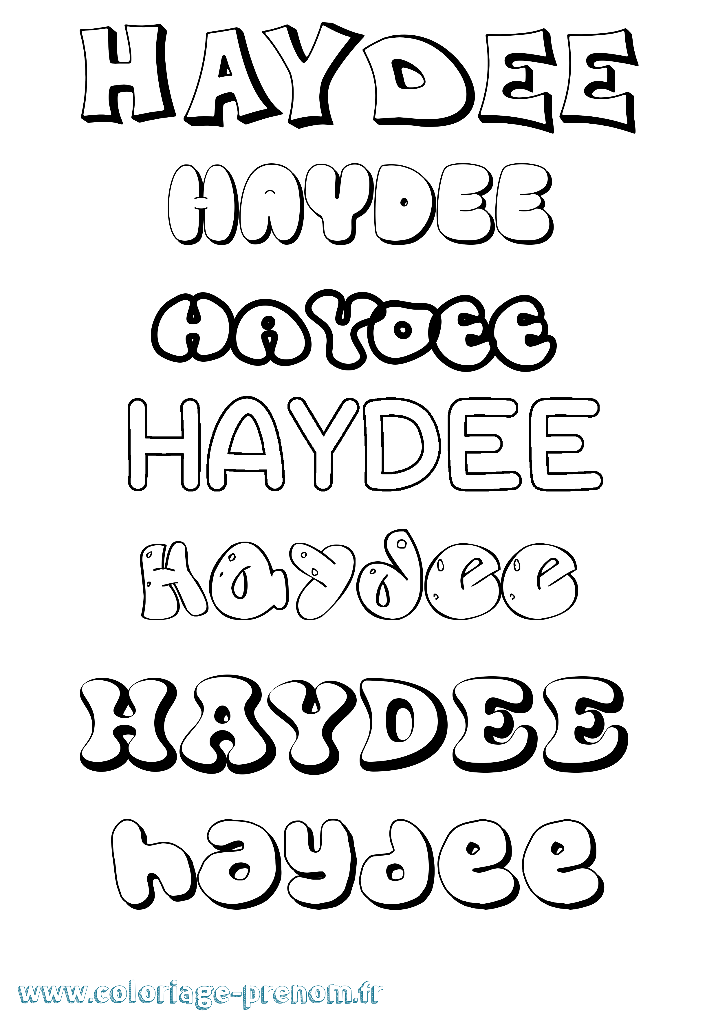 Coloriage Haydee Bubble Coloriage prénom Haydee Bubble