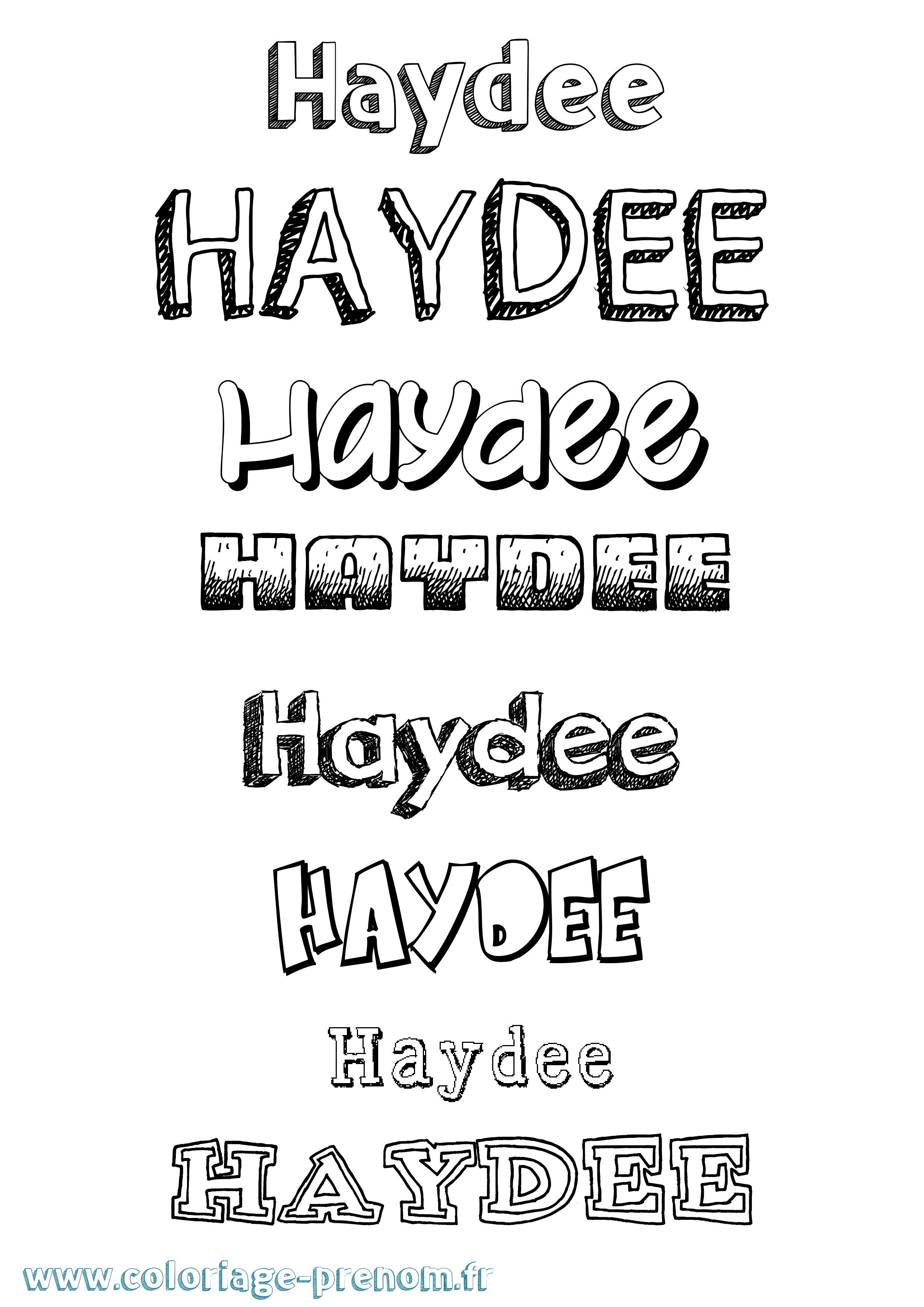 Coloriage Haydee Dessiné Coloriage prénom Haydee Dessiné