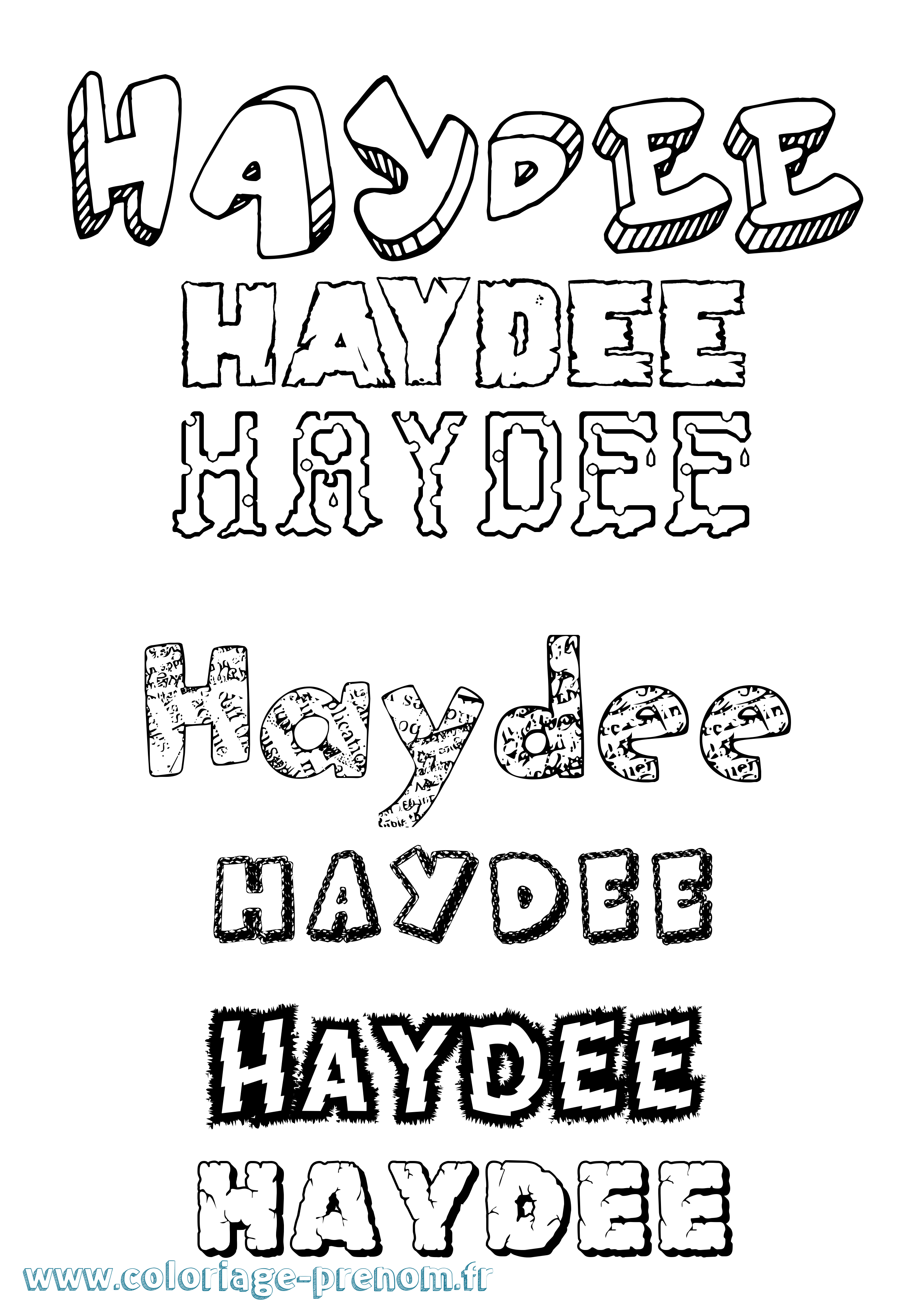 Coloriage Haydee Destructuré Coloriage prénom Haydee Destructuré