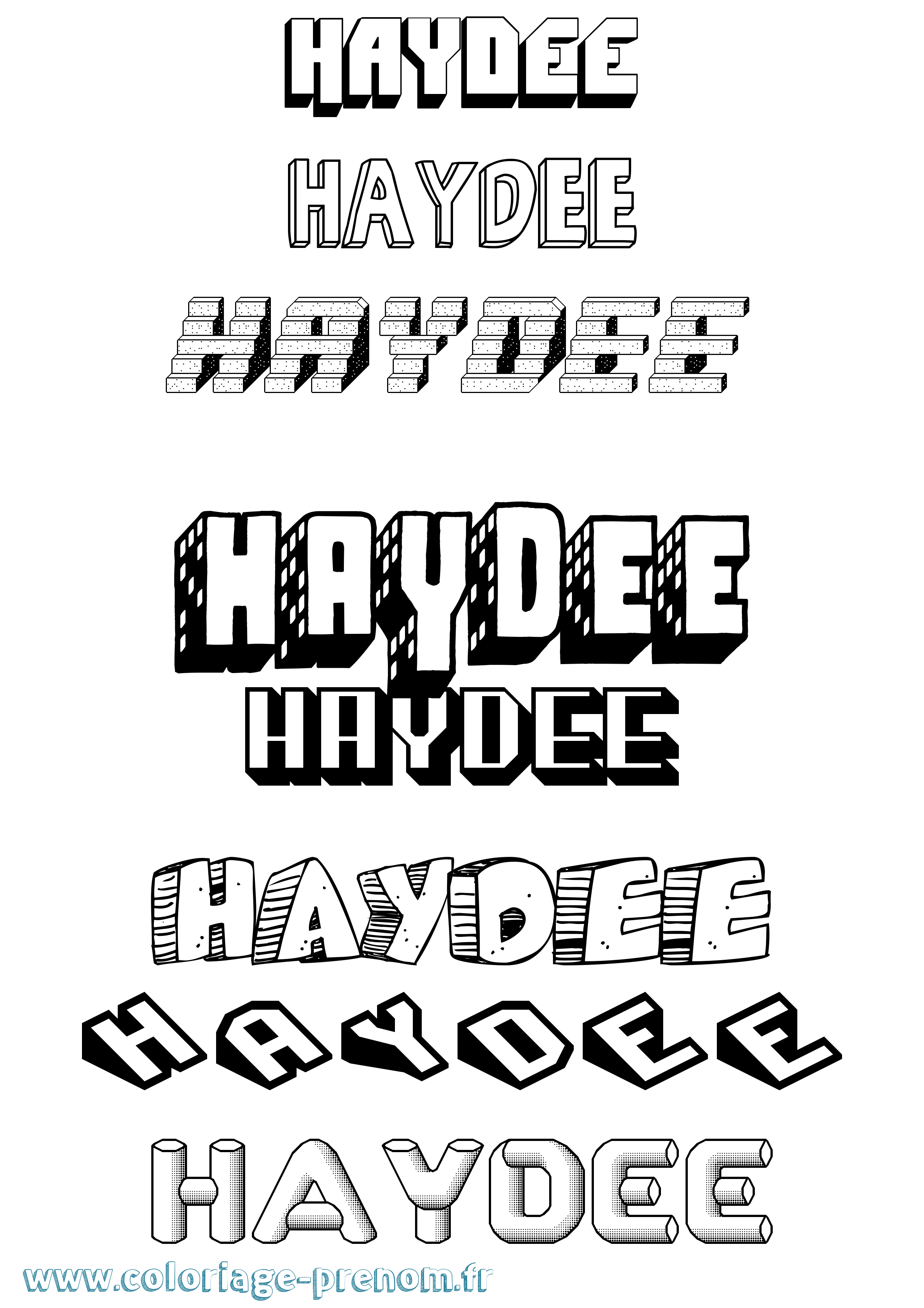Coloriage Haydee Effet 3D Coloriage prénom Haydee Effet 3D