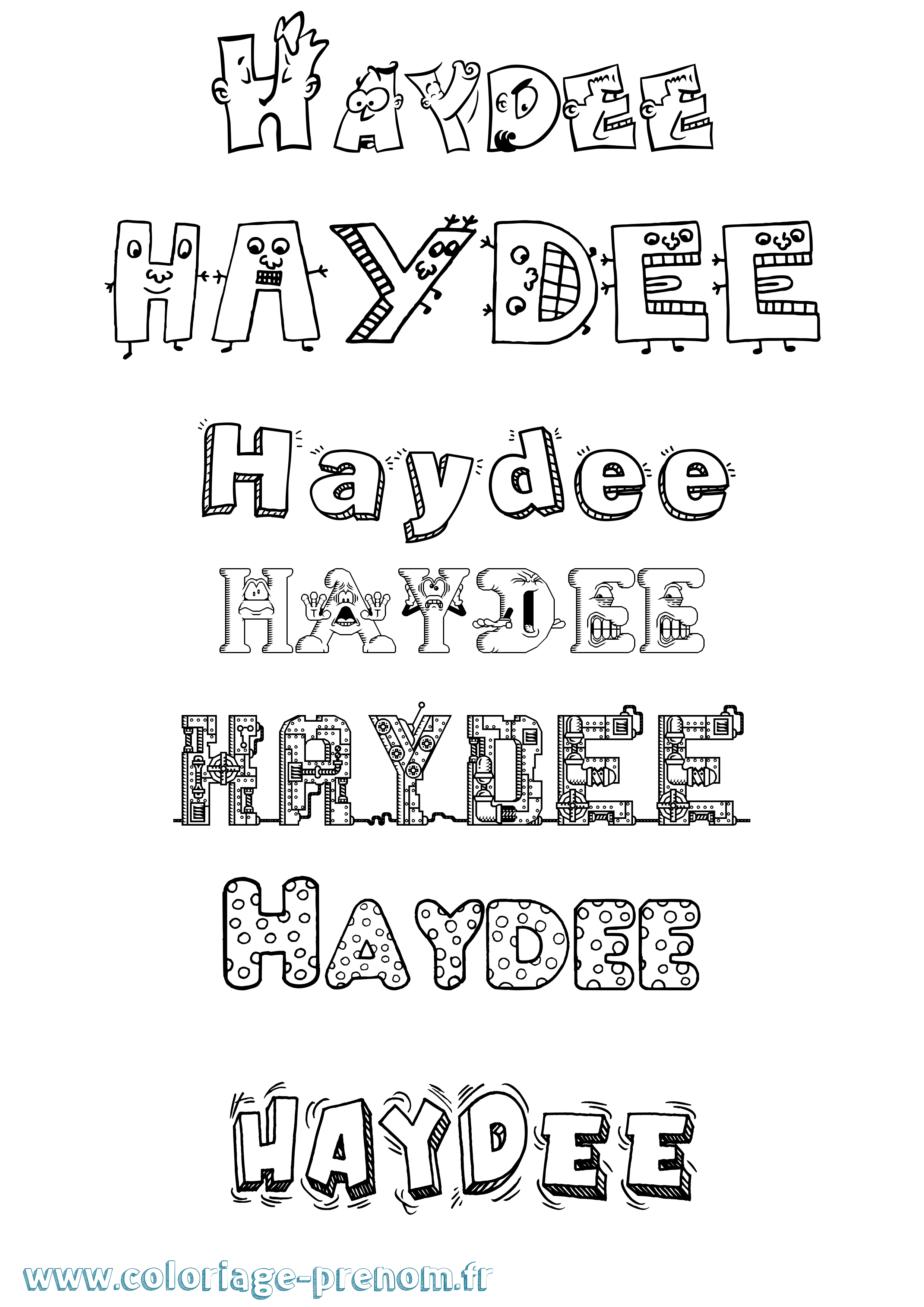 Coloriage Haydee Fun Coloriage prénom Haydee Fun