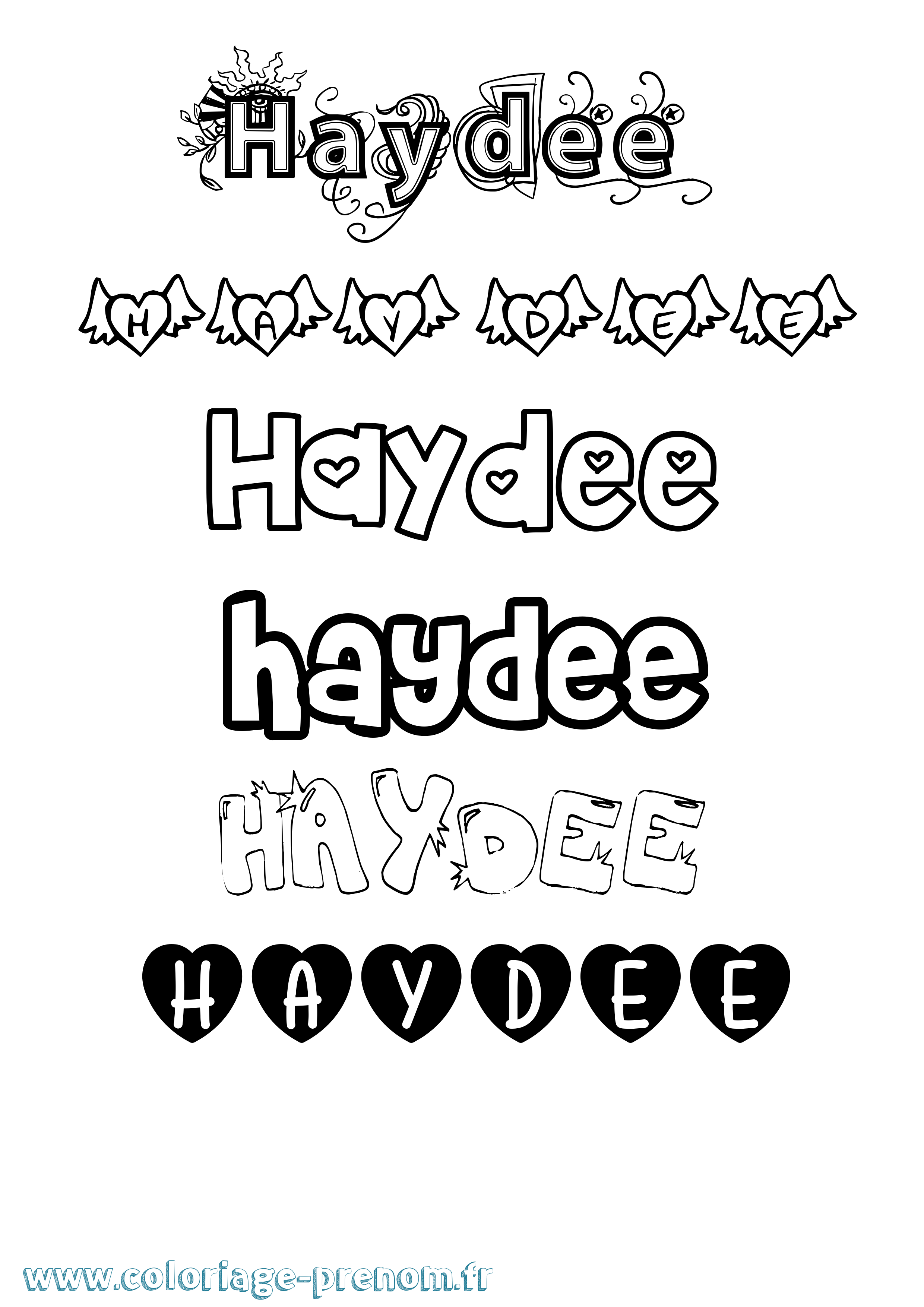 Coloriage Haydee Girly Coloriage prénom Haydee Girly
