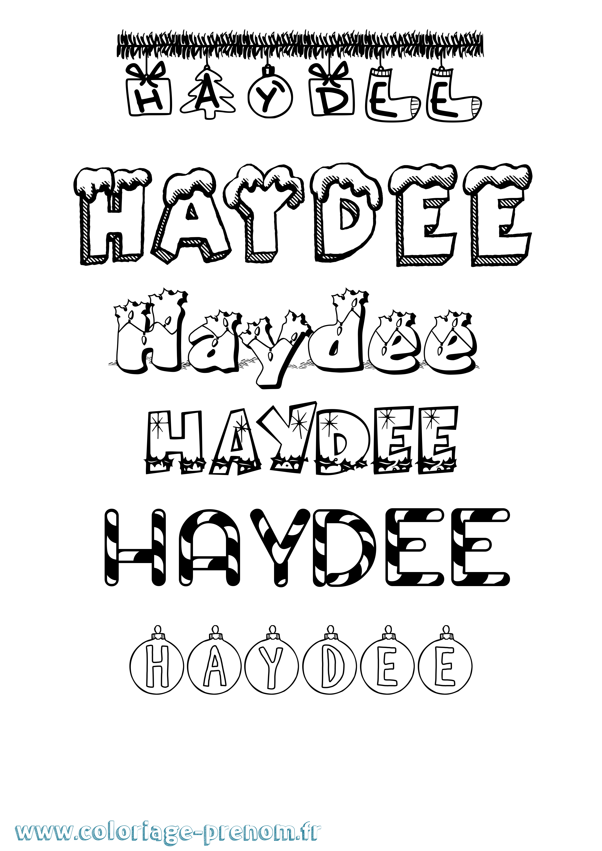 Coloriage Haydee Noël Coloriage prénom Haydee Noël