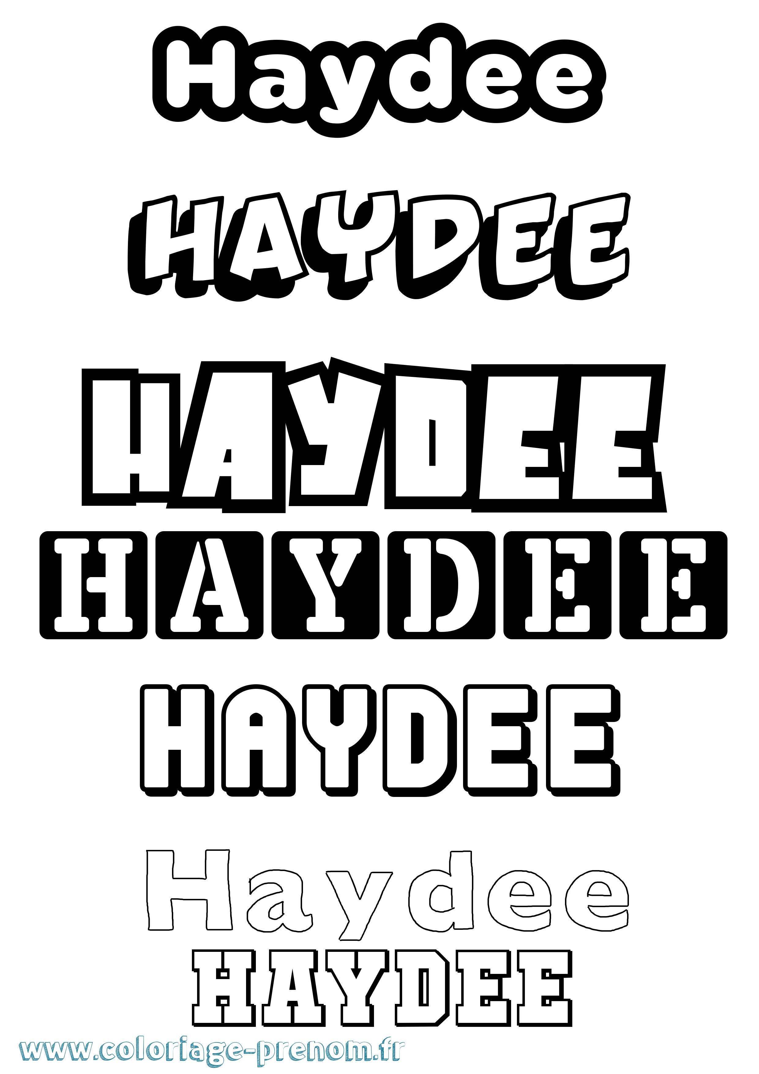 Coloriage Haydee Simple Coloriage prénom Haydee Simple