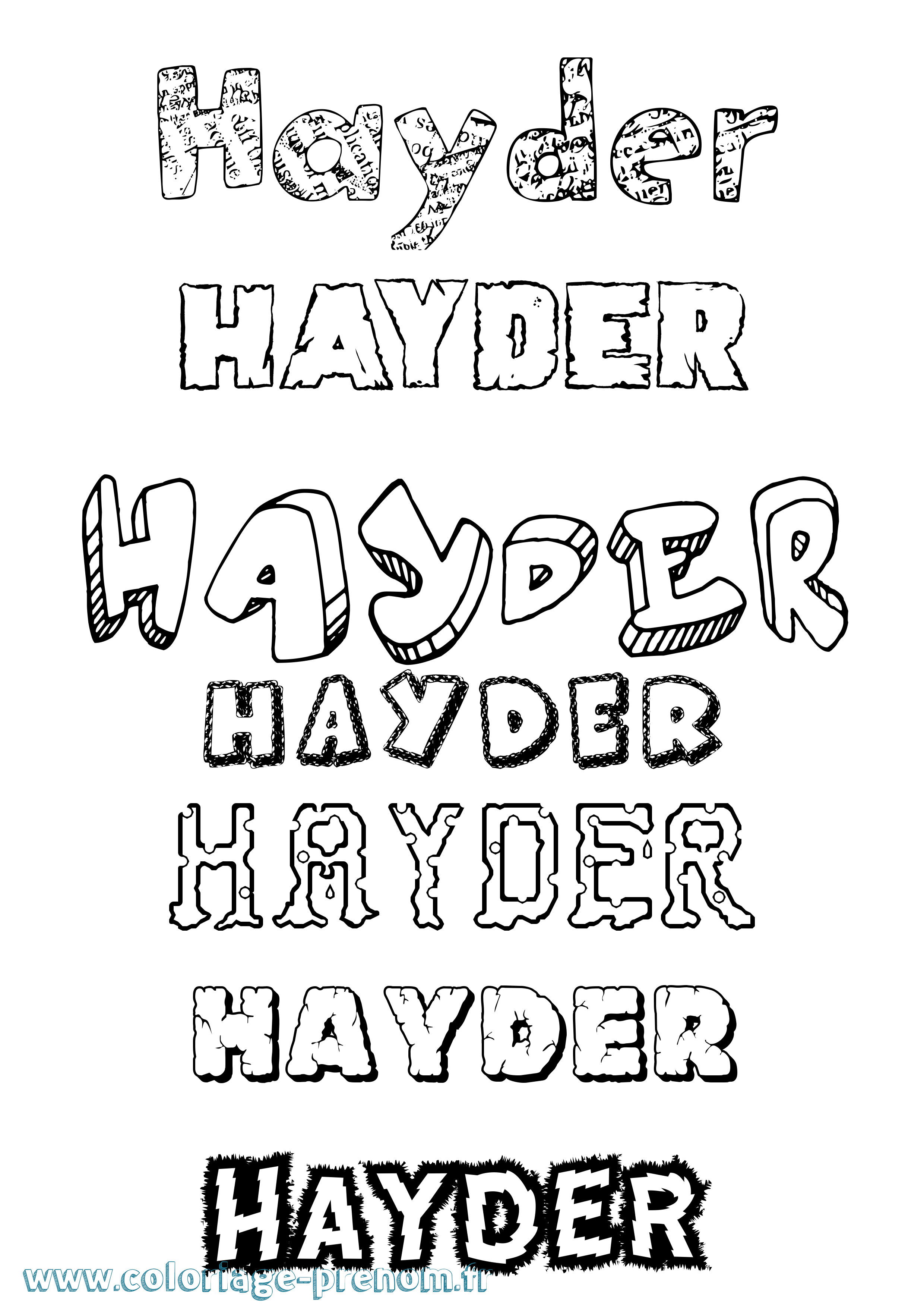 Coloriage Hayder Destructuré Coloriage prénom Hayder Destructuré