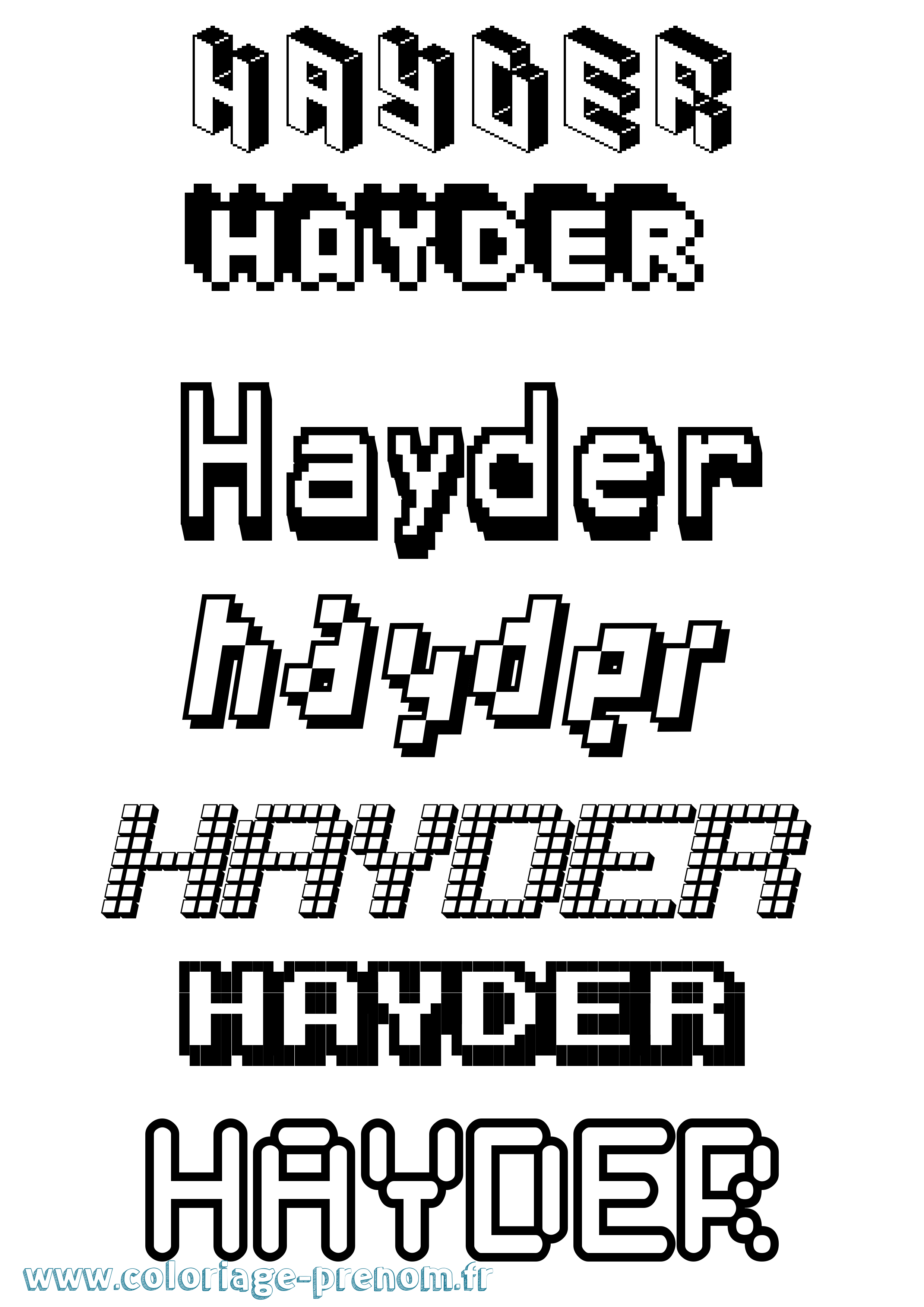 Coloriage Hayder Pixel Coloriage prénom Hayder Pixel