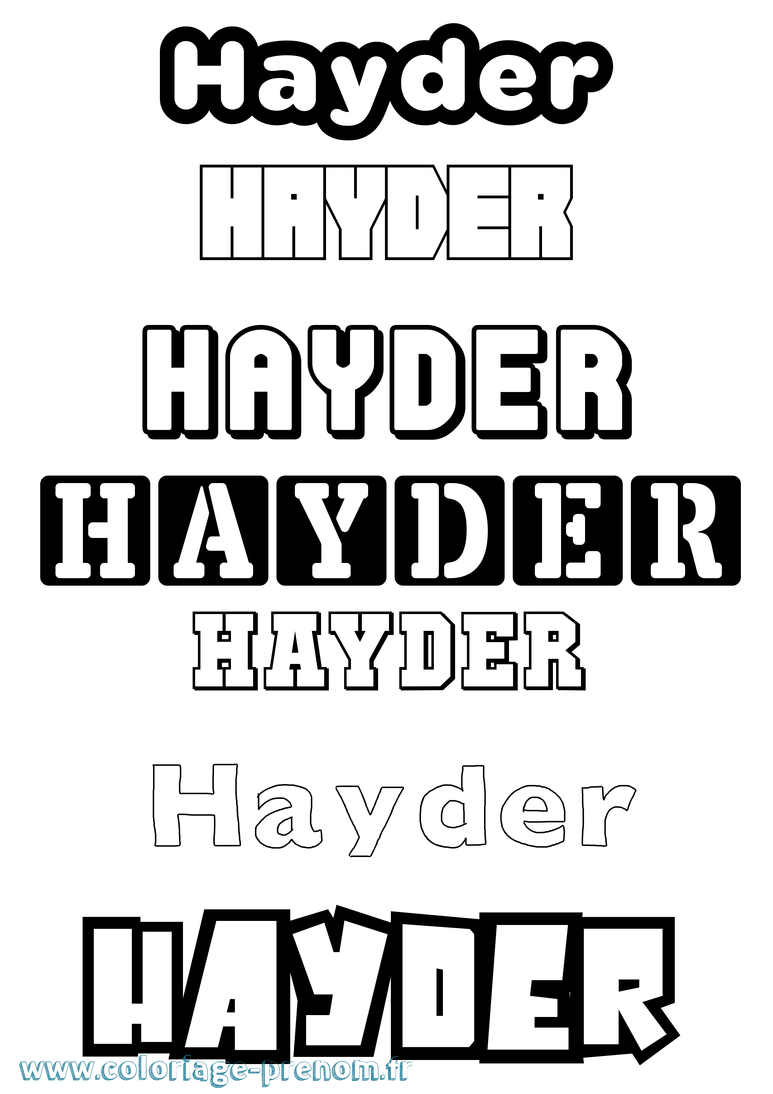 Coloriage Hayder Simple Coloriage prénom Hayder Simple