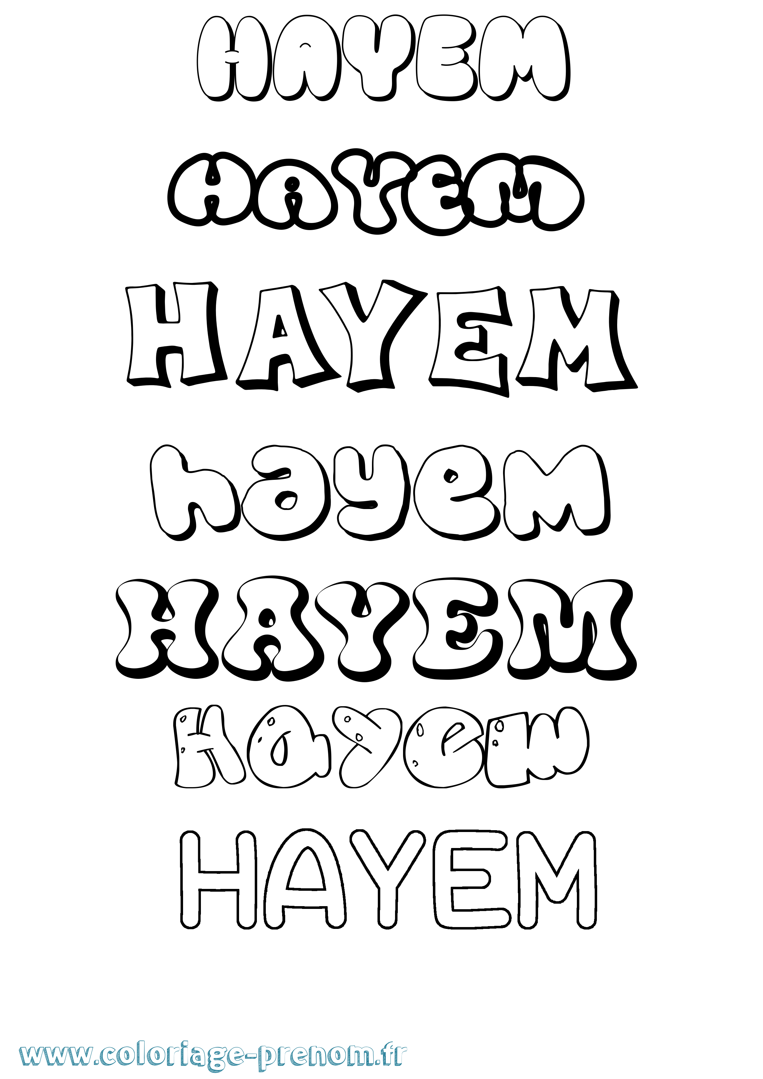 Coloriage Hayem Bubble Coloriage prénom Hayem Bubble