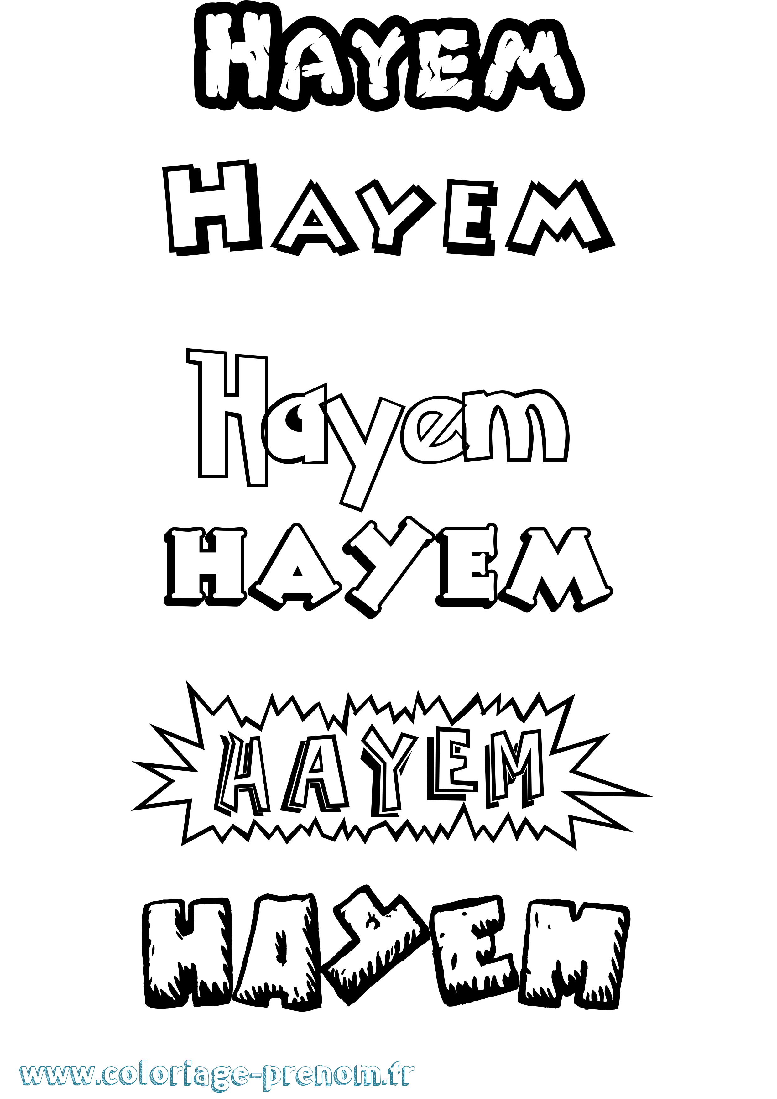 Coloriage Hayem Dessin Animé Coloriage prénom Hayem Dessin Animé