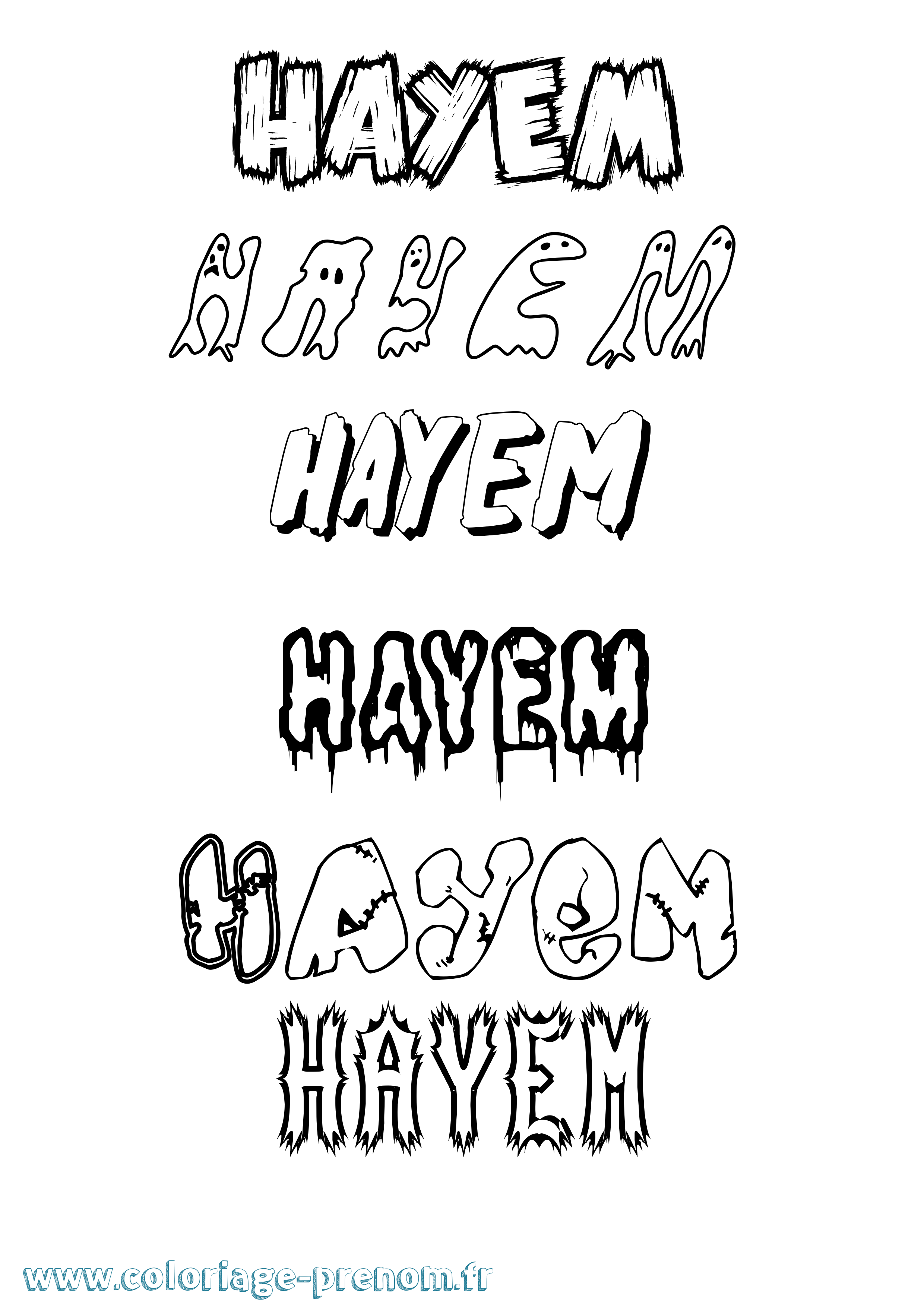 Coloriage Hayem Frisson Coloriage prénom Hayem Frisson