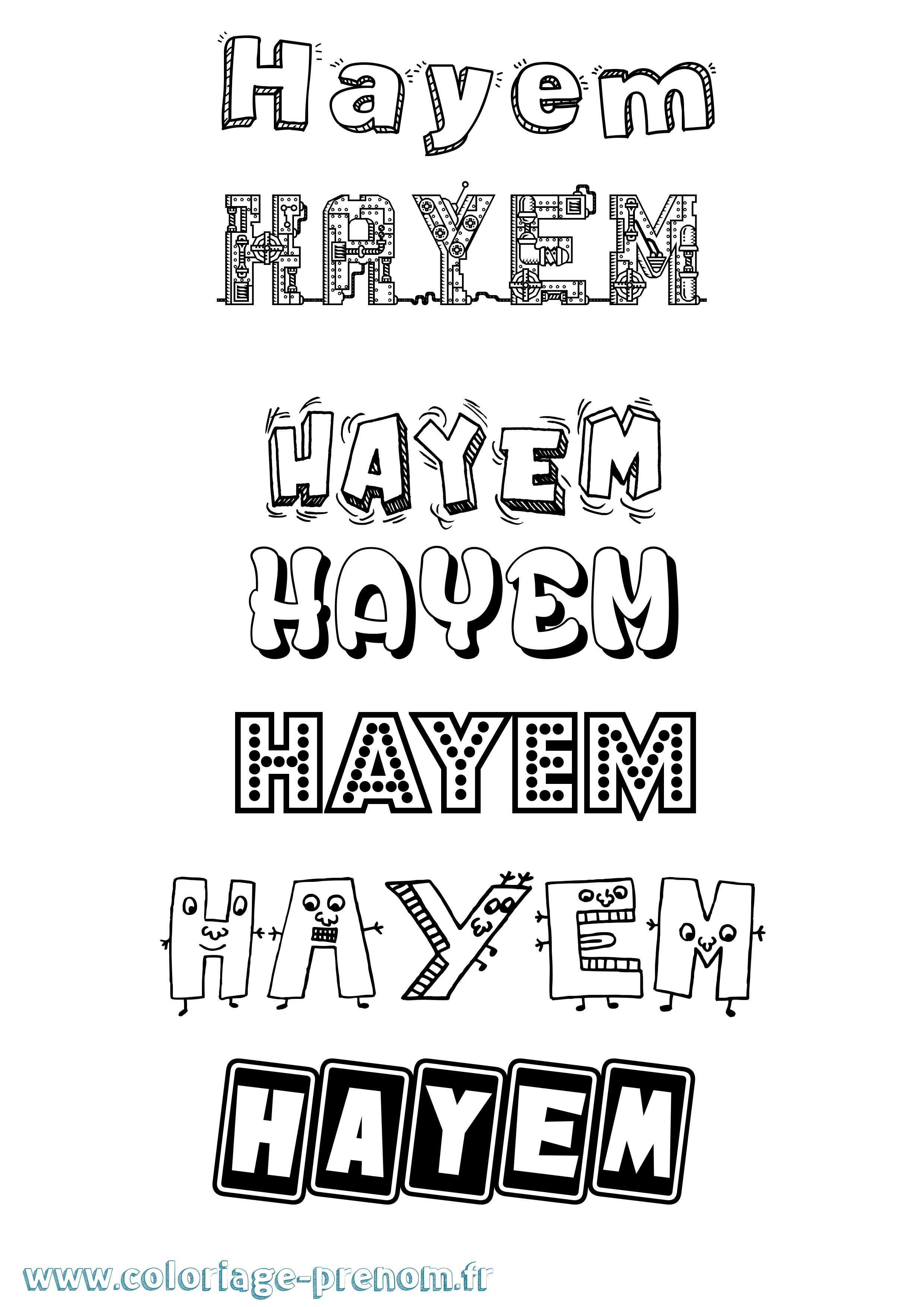 Coloriage Hayem Fun Coloriage prénom Hayem Fun