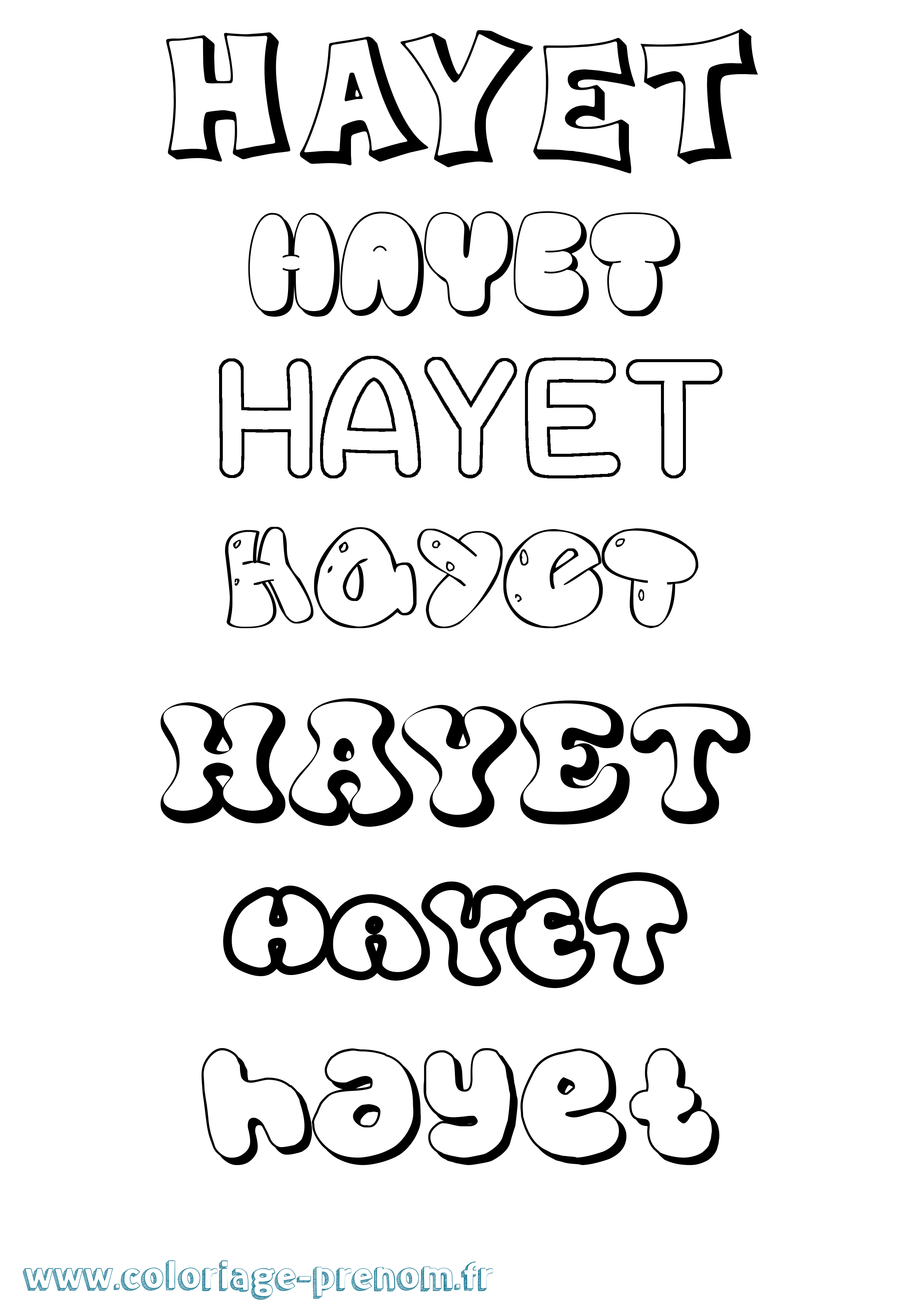 Coloriage Hayet Bubble Coloriage prénom Hayet Bubble