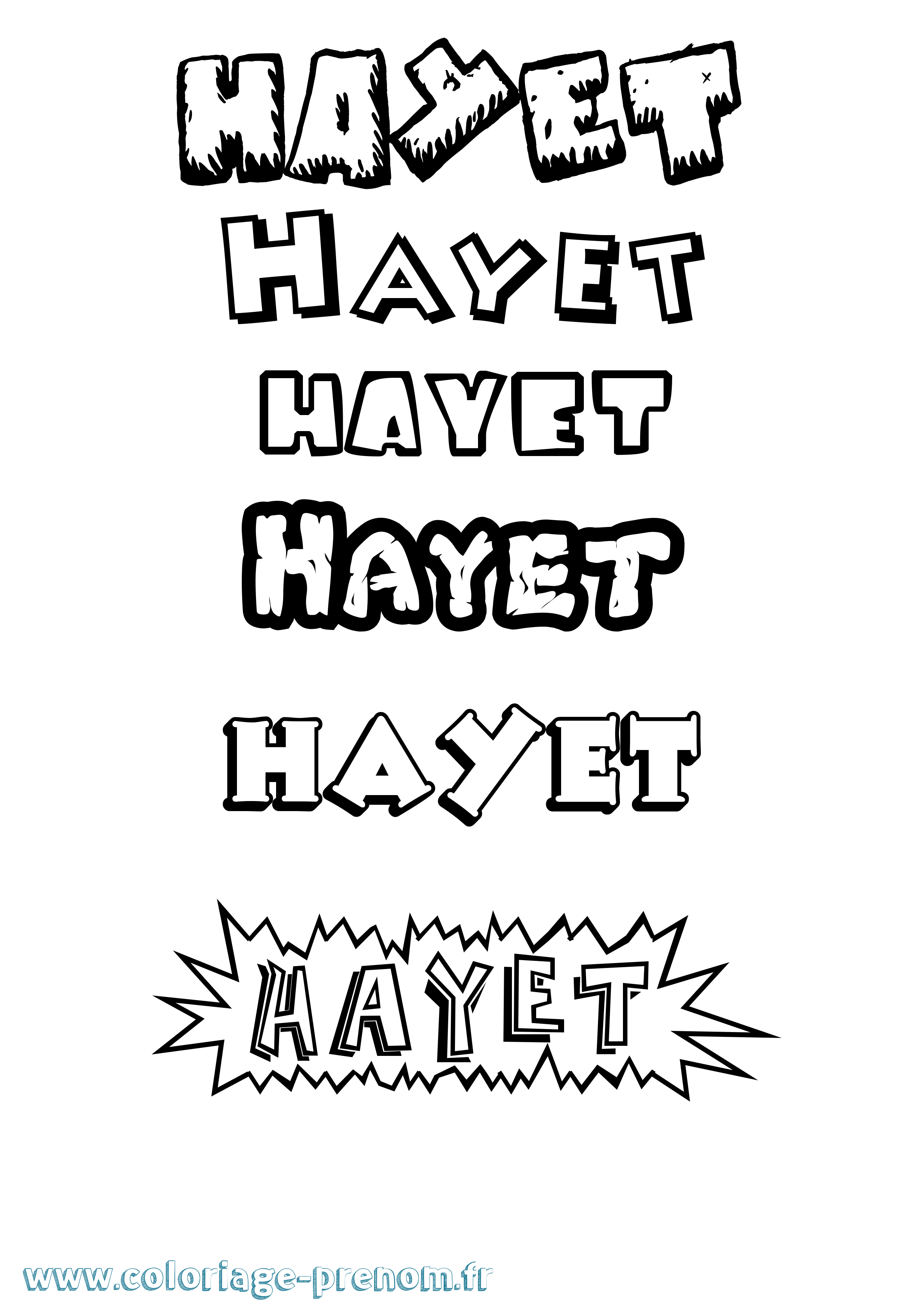Coloriage Hayet Dessin Animé Coloriage prénom Hayet Dessin Animé
