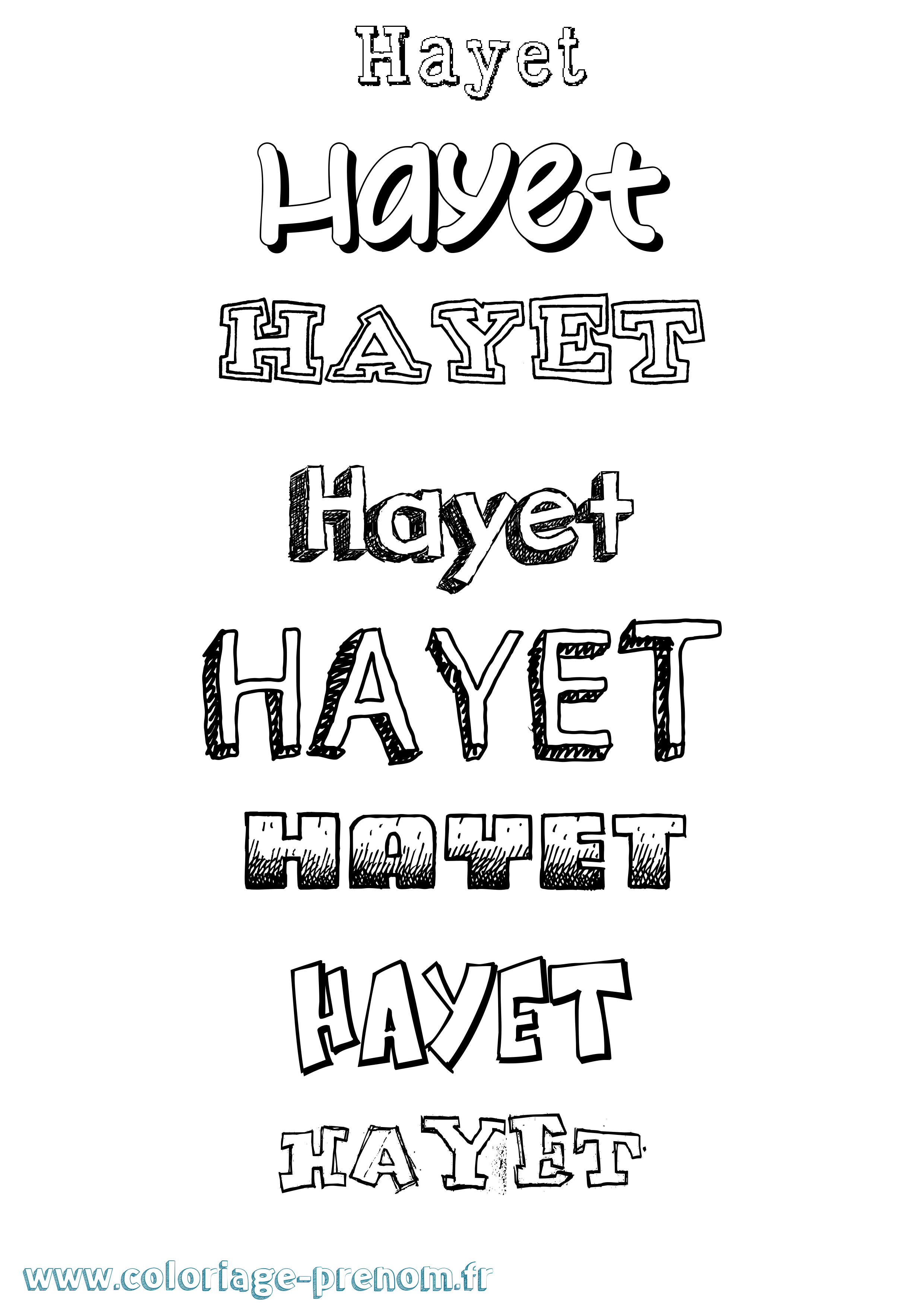Coloriage Hayet Dessiné Coloriage prénom Hayet Dessiné