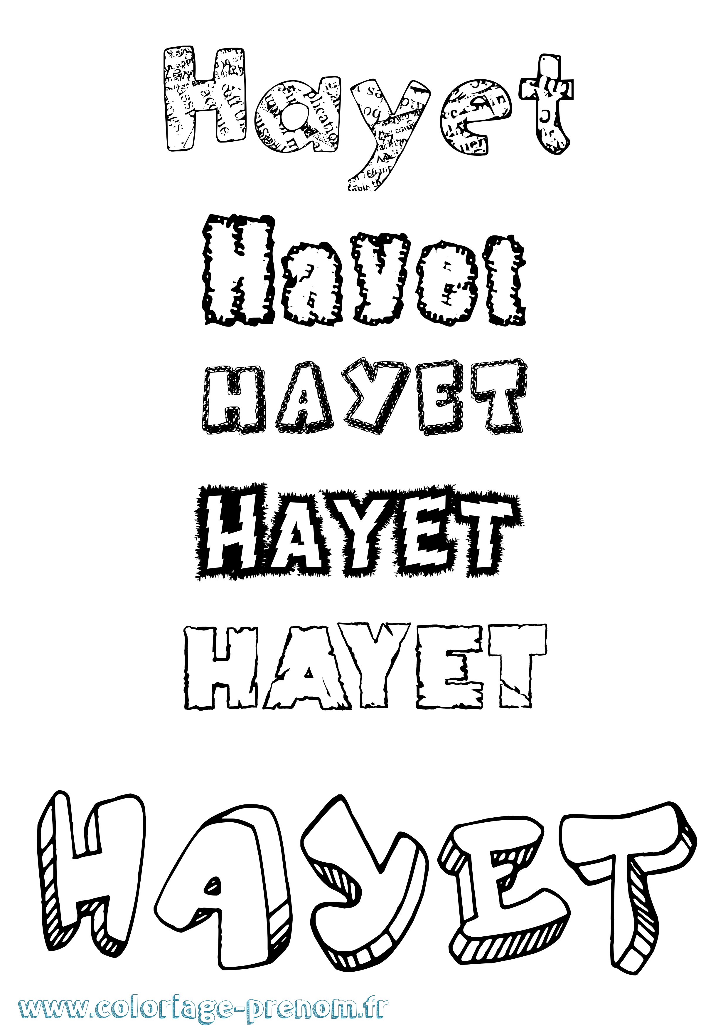 Coloriage Hayet Destructuré Coloriage prénom Hayet Destructuré