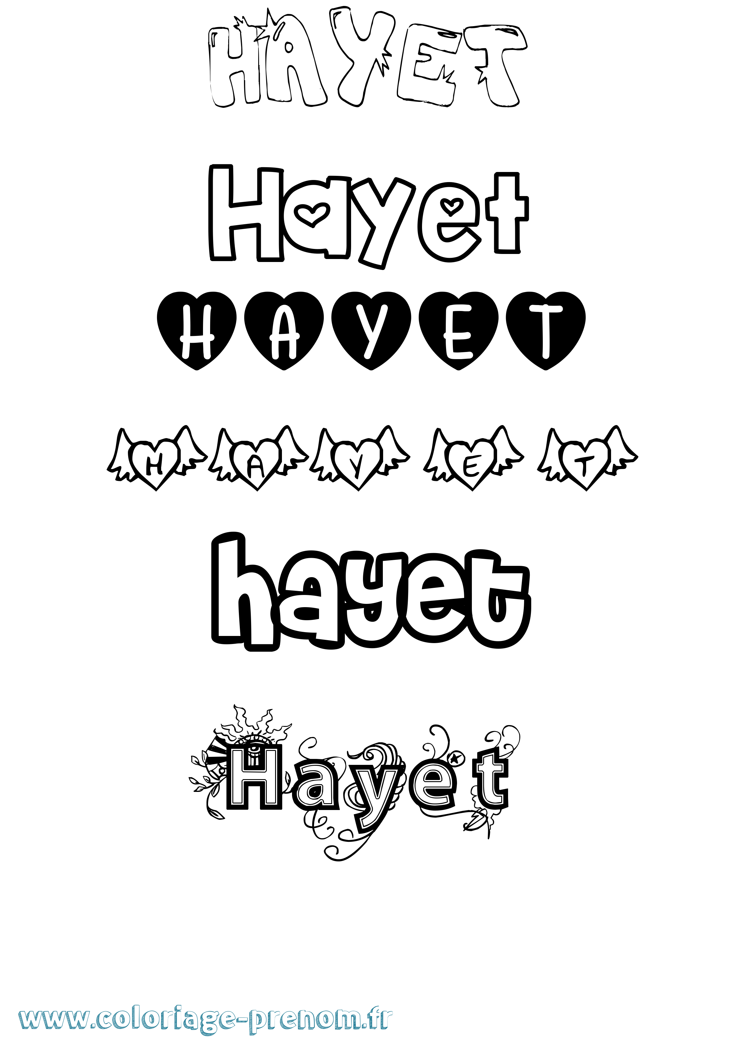 Coloriage Hayet Girly Coloriage prénom Hayet Girly