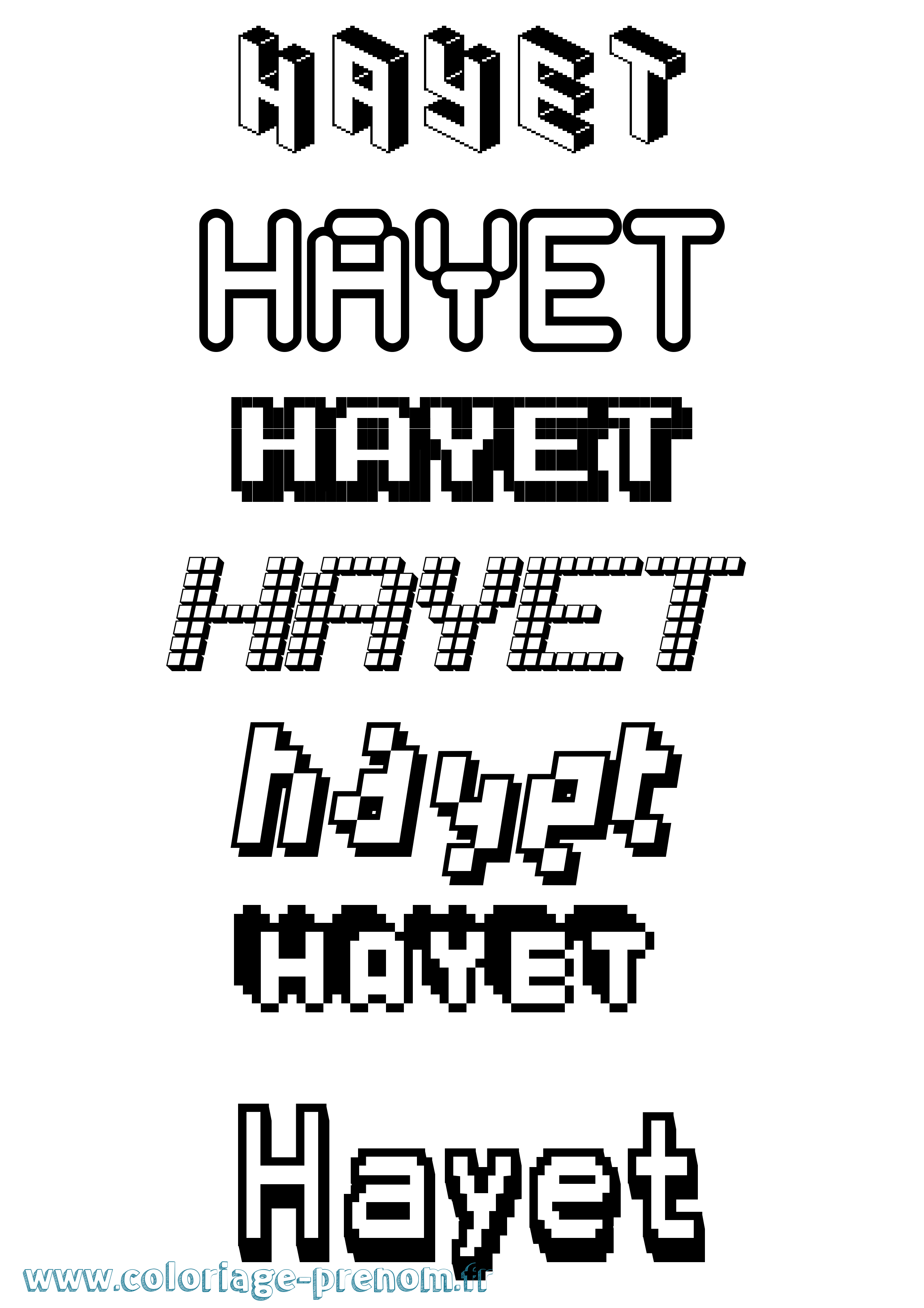 Coloriage Hayet Pixel Coloriage prénom Hayet Pixel