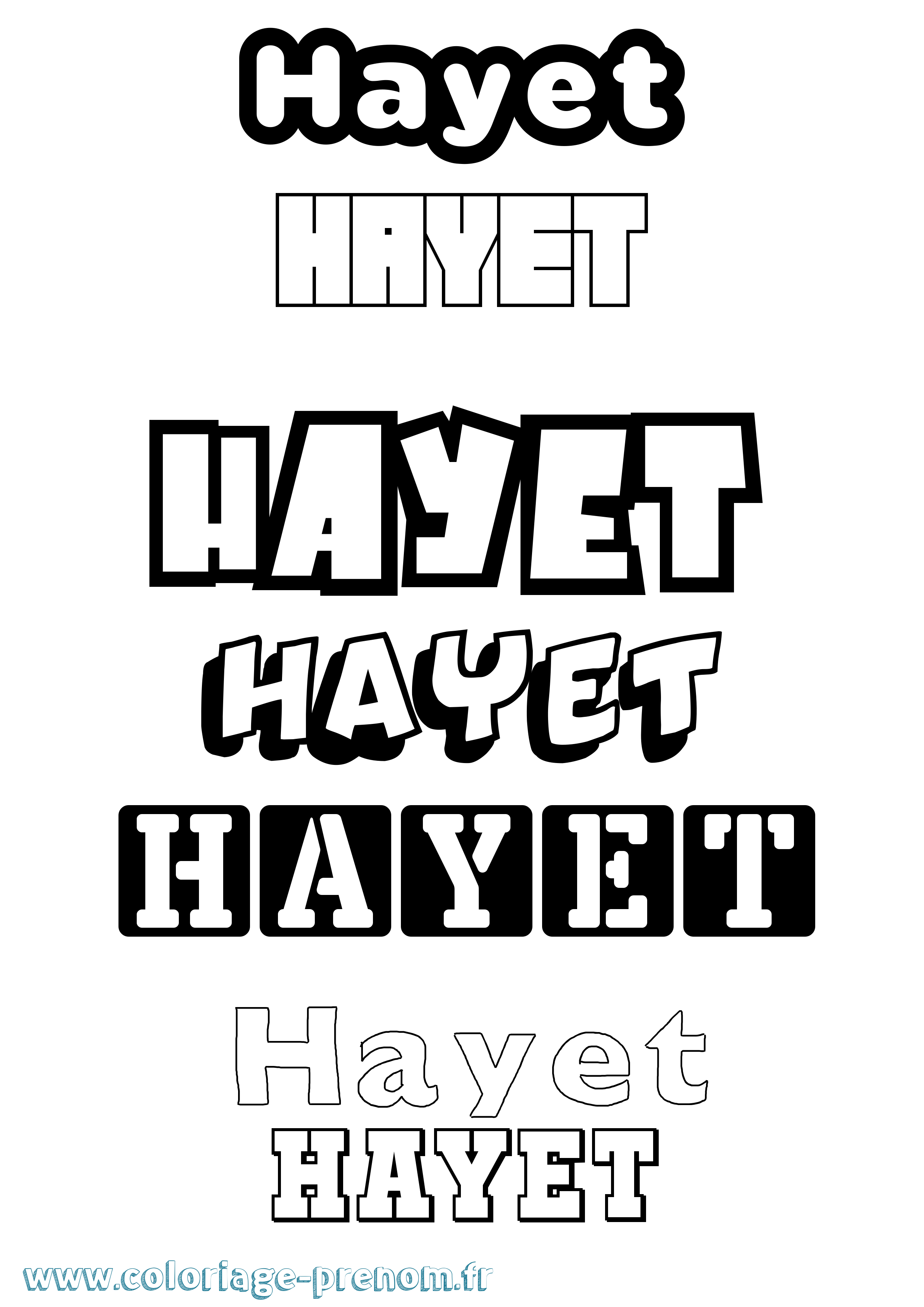 Coloriage Hayet Simple Coloriage prénom Hayet Simple