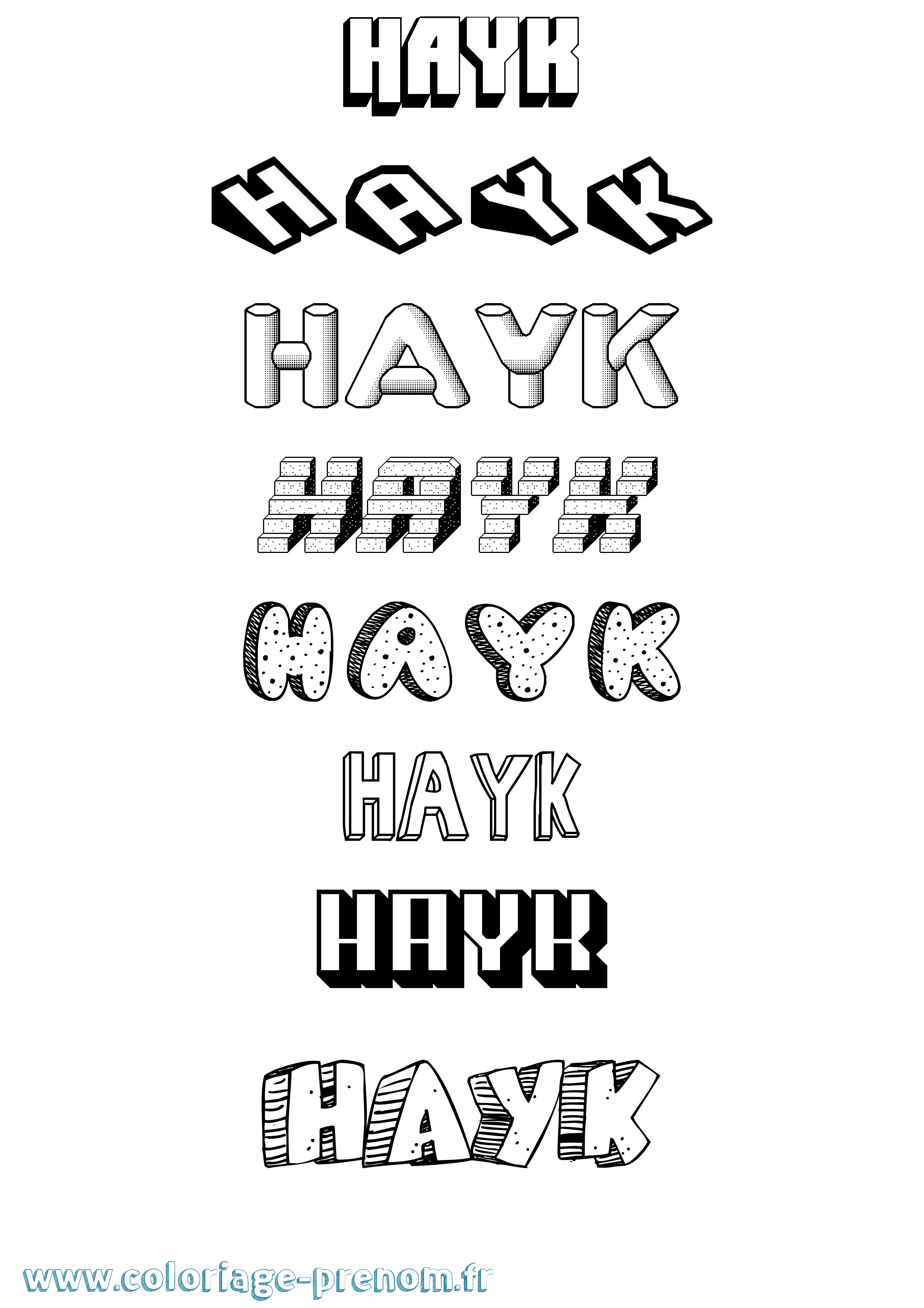 Coloriage Hayk Effet 3D Coloriage prénom Hayk Effet 3D